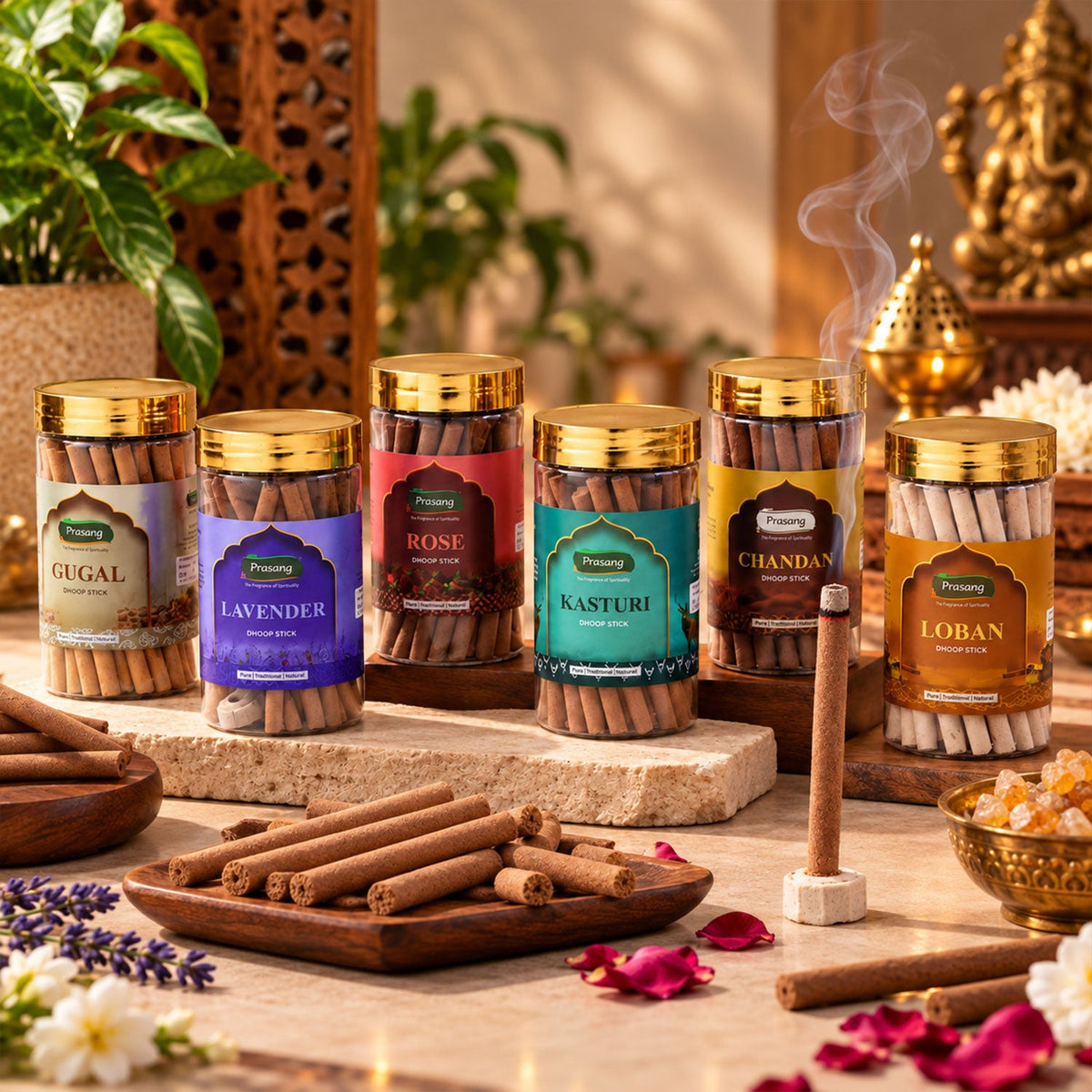 Assorted fragrance dhoop sticks jar combo puja