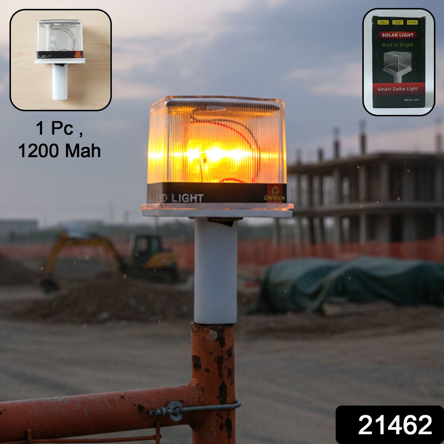 1200mAh Solar Powered LED Warning Beacon Light (1 Pc)
