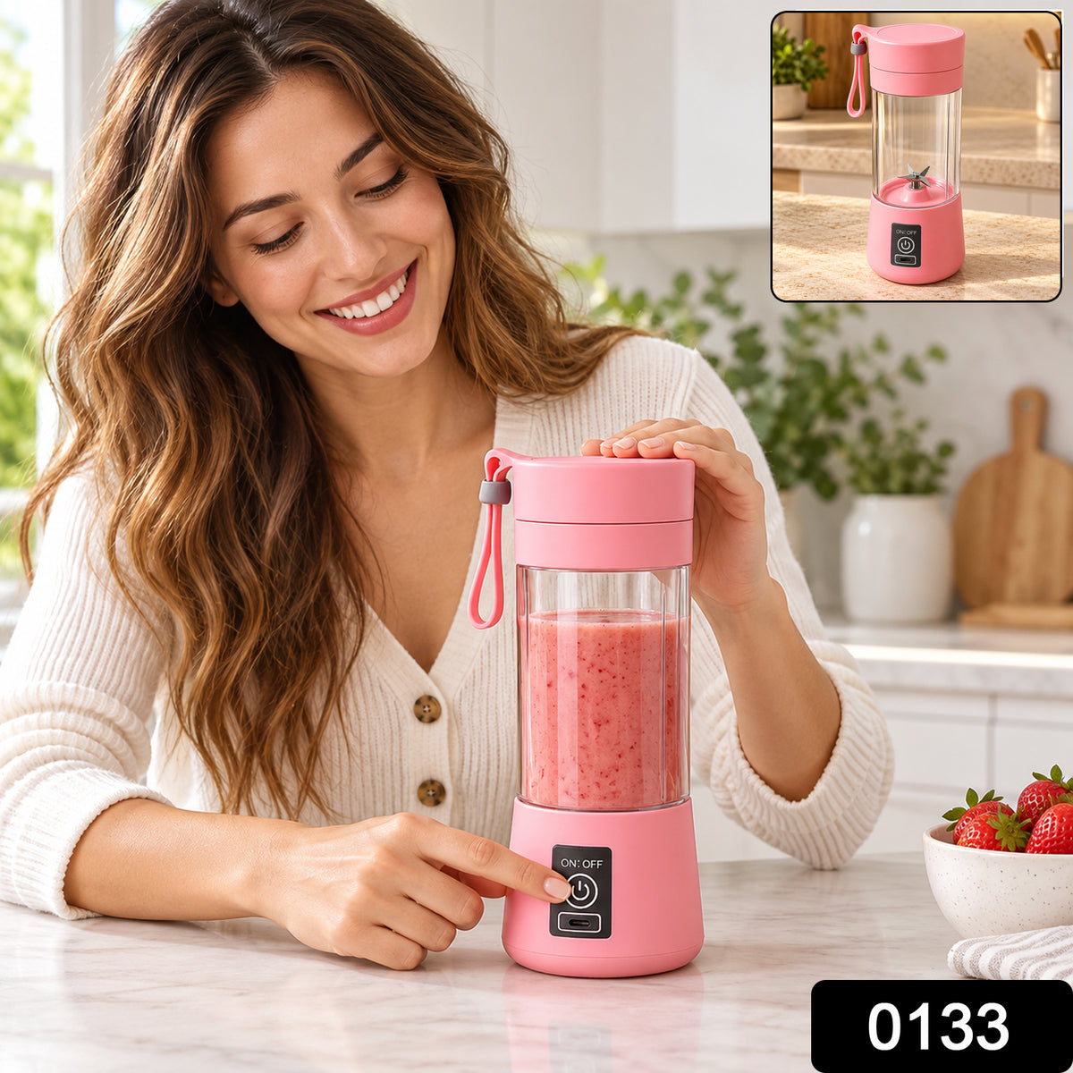 Multi-Purpose Portable USB Electric Juicer 6-Blades, Protein Shaker, Blender Mixer Cup (380 ML)