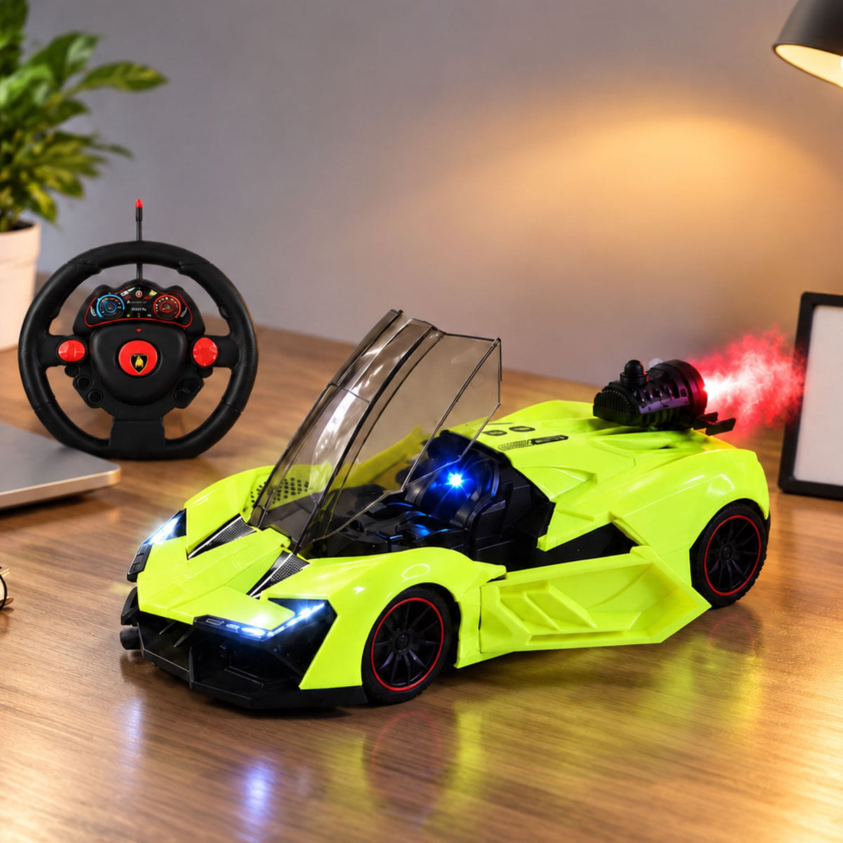 Remote control racing car spray LED lights