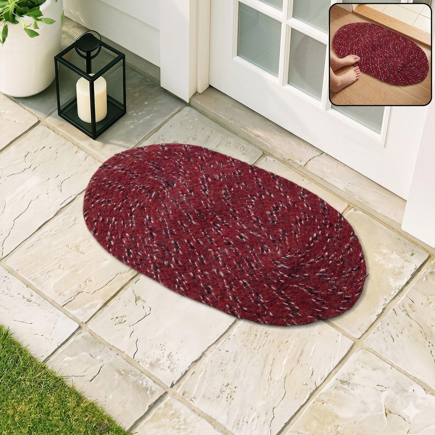 Stylish Oval Floor Mat – (1 Pc, 50x30 Cm)