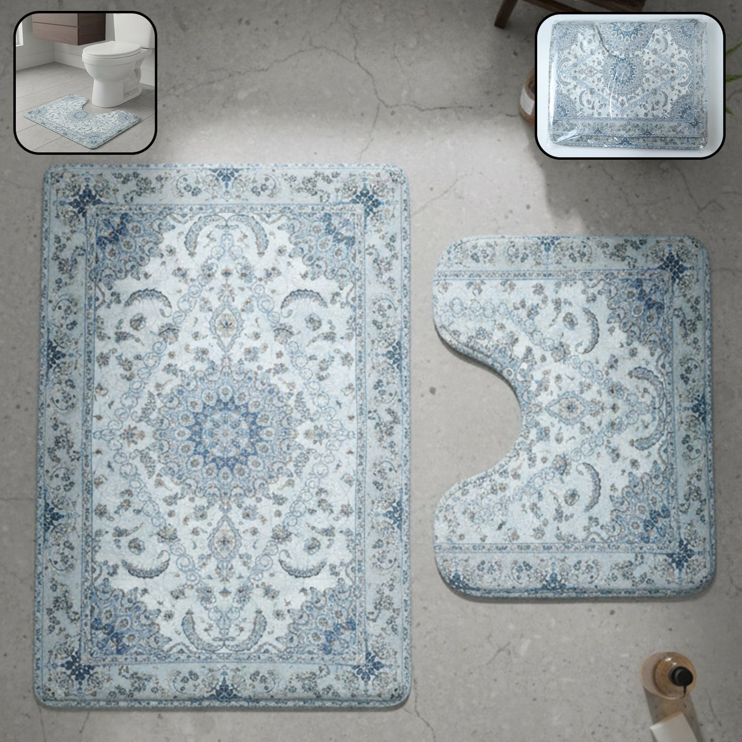 2 In 1 Designer Bathroom Mat Set