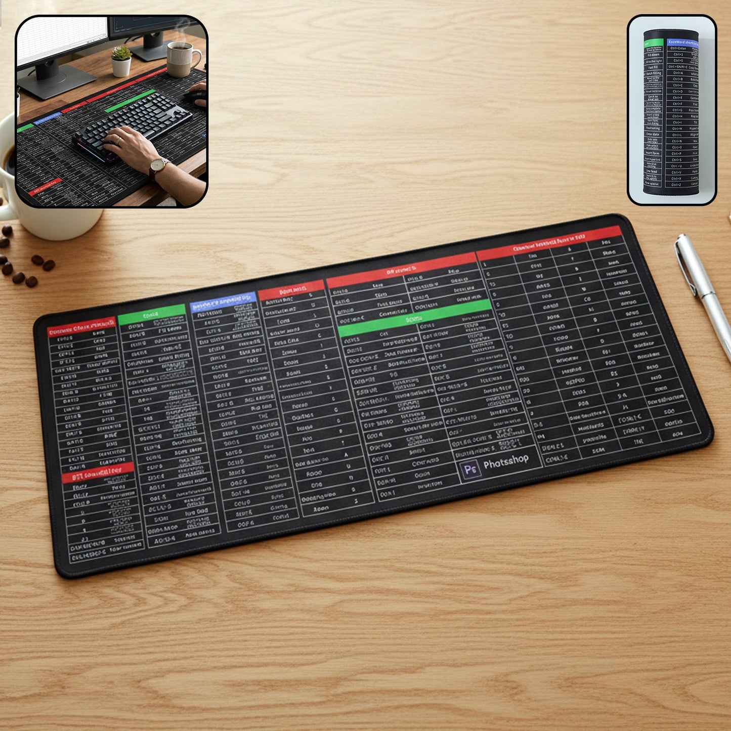 Shortcut Keyboard Mouse Pad Extended Desk Mat 70 x 30 Cm