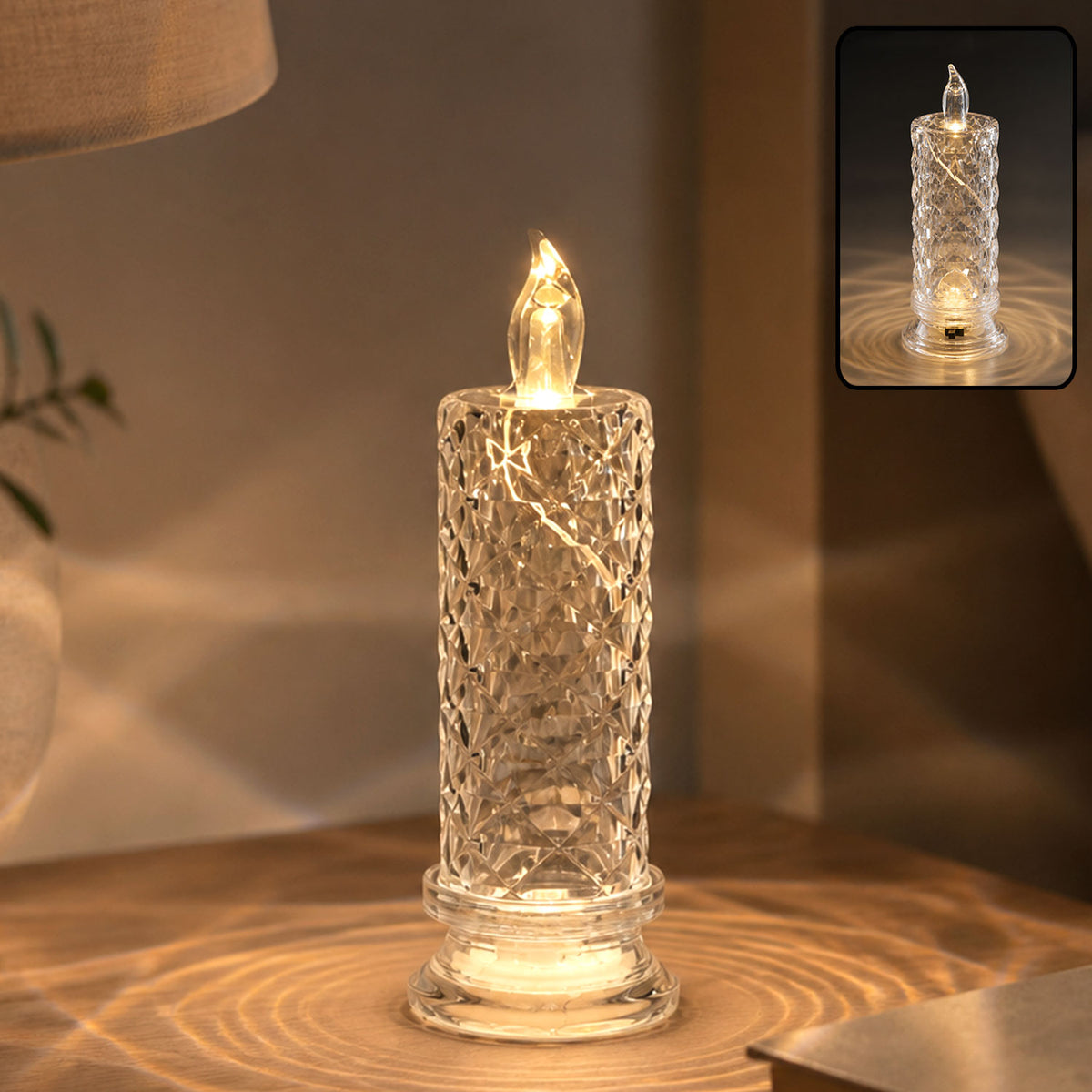 Decorative LED Crystal Candle Light (1 Pc)