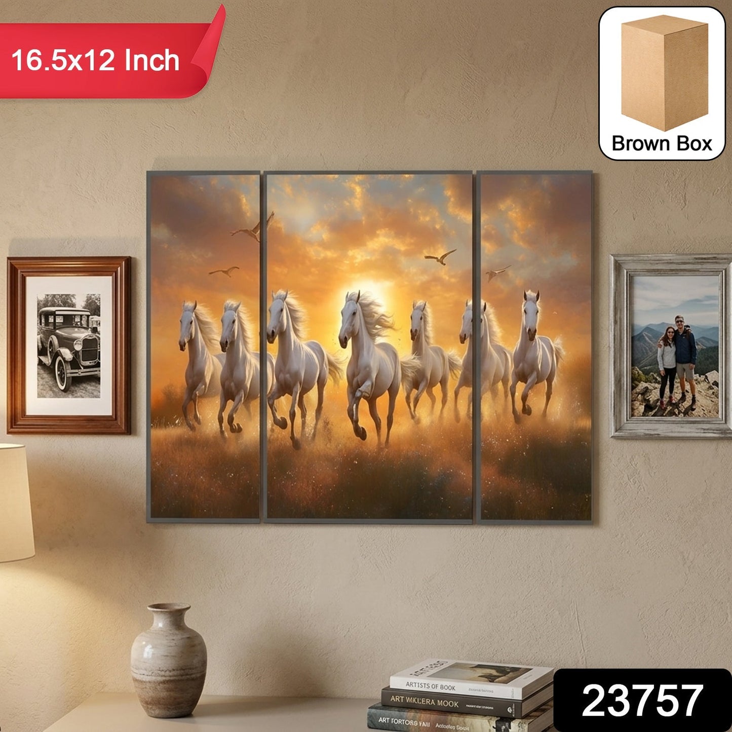 Sunset horses MDF wall art
