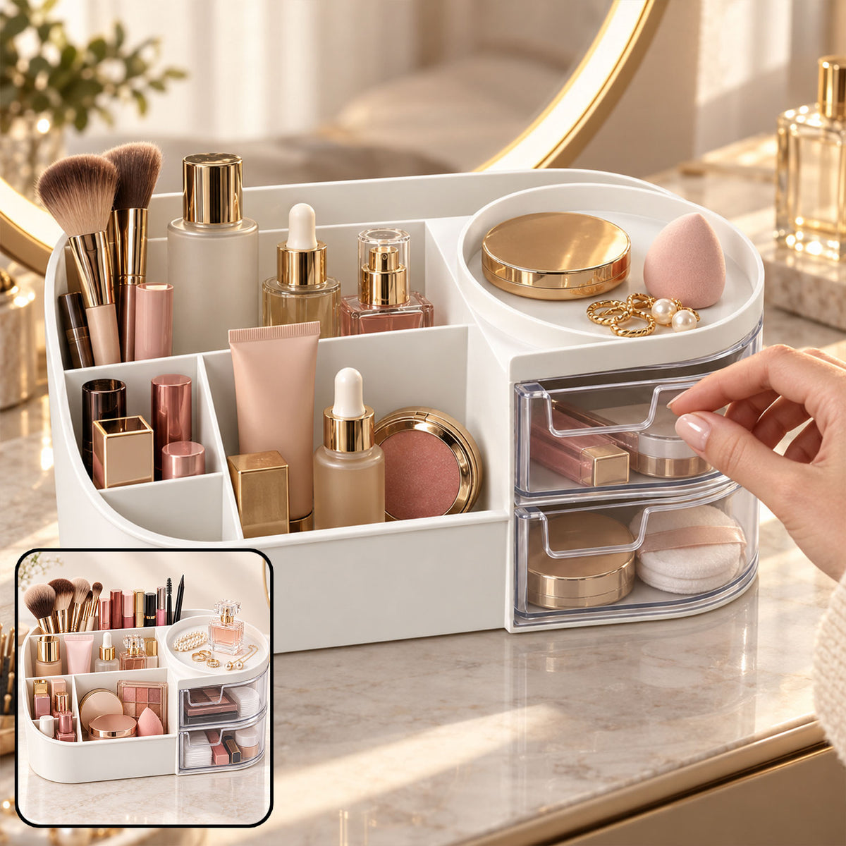 Multi-Functional Plastic Vanity Storage Box