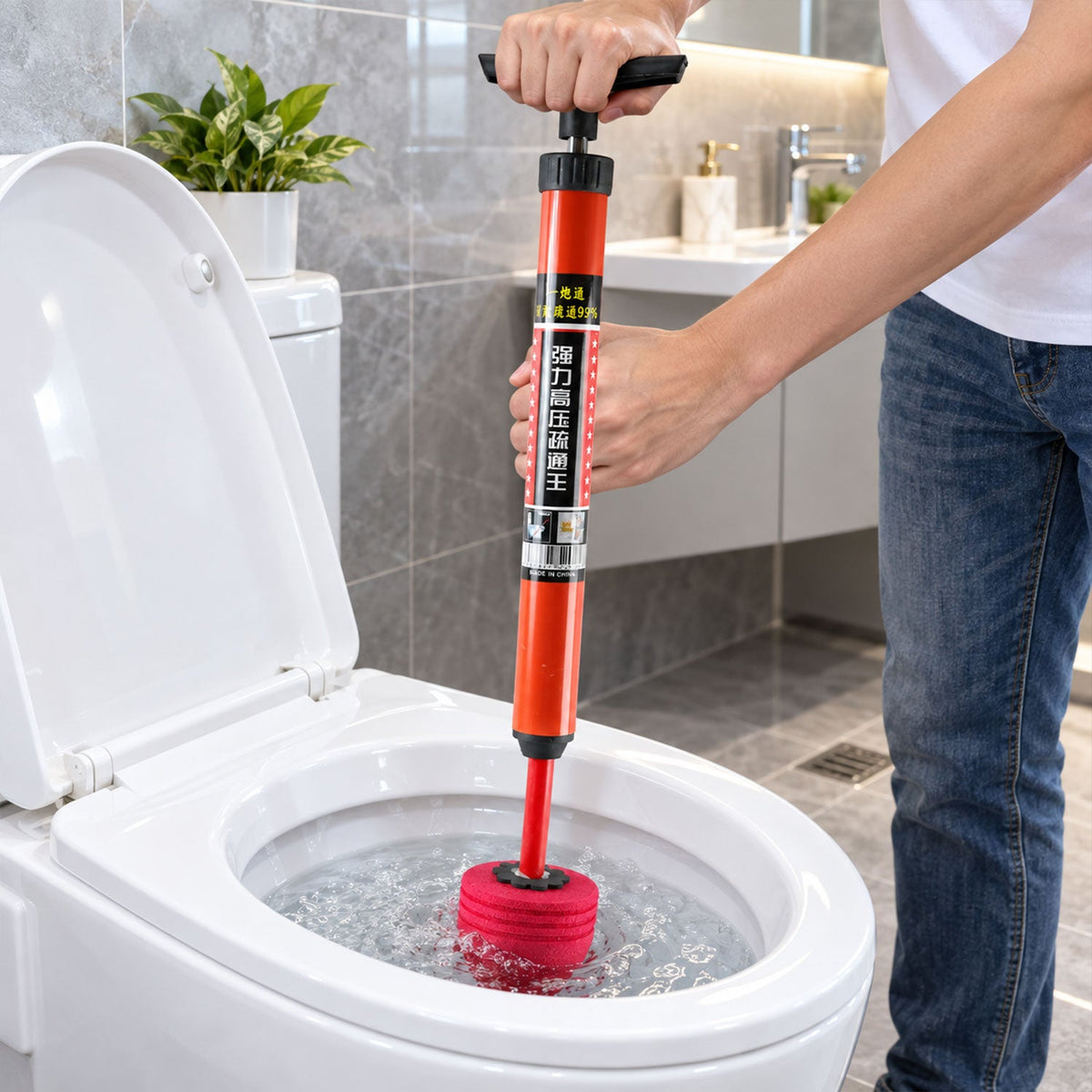 Drain unclogging plunger bathroom