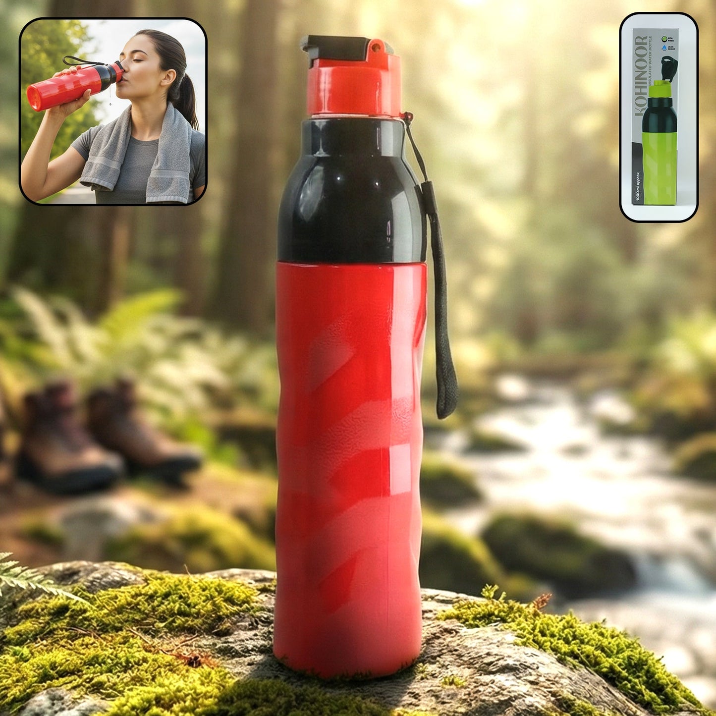 Plastic 1000 ML Approx Sports Water Bottle (1 Pc)