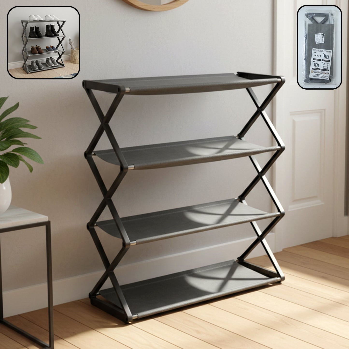4 Layer Foldable Shoe Rack Organizer (1 Pc)