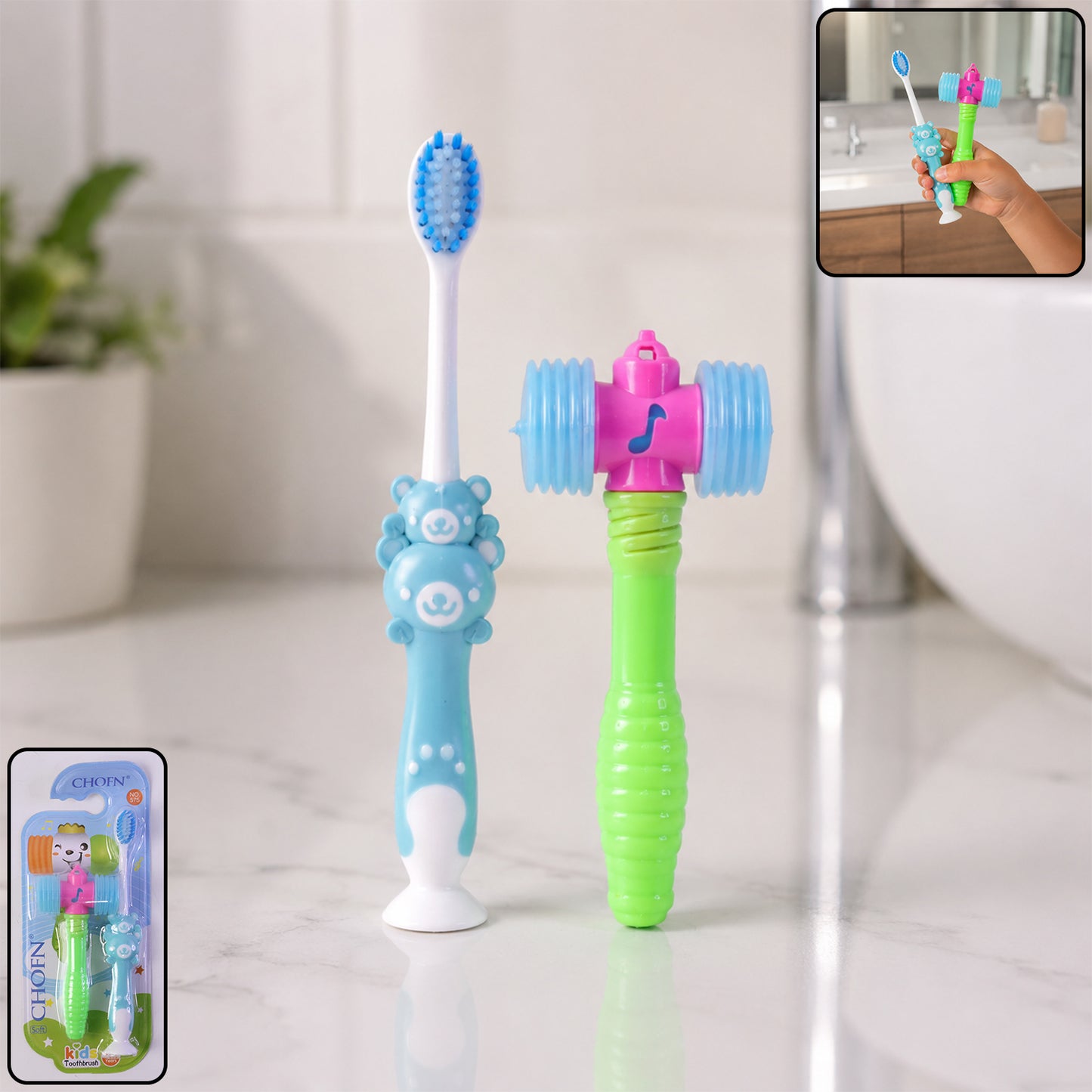 Kids Toothbrush with Hammer Toy Set (2 Pc Set)