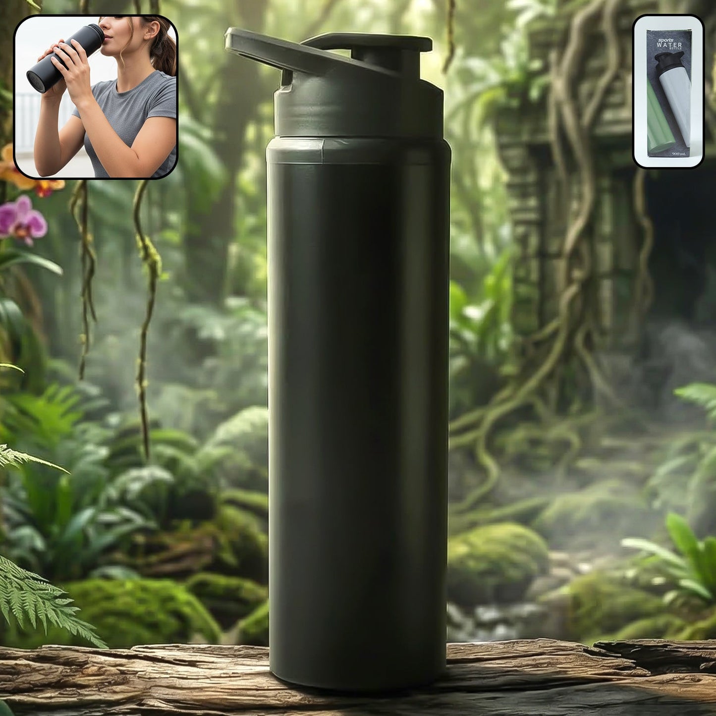 Premium Stainless Steel Sports Water Bottle with Flip Top Lid 900 ML