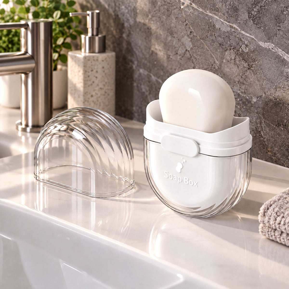 Plastic Travel Soap Case with Slide Lock and Removable Tray for Toiletries (1 Pc)