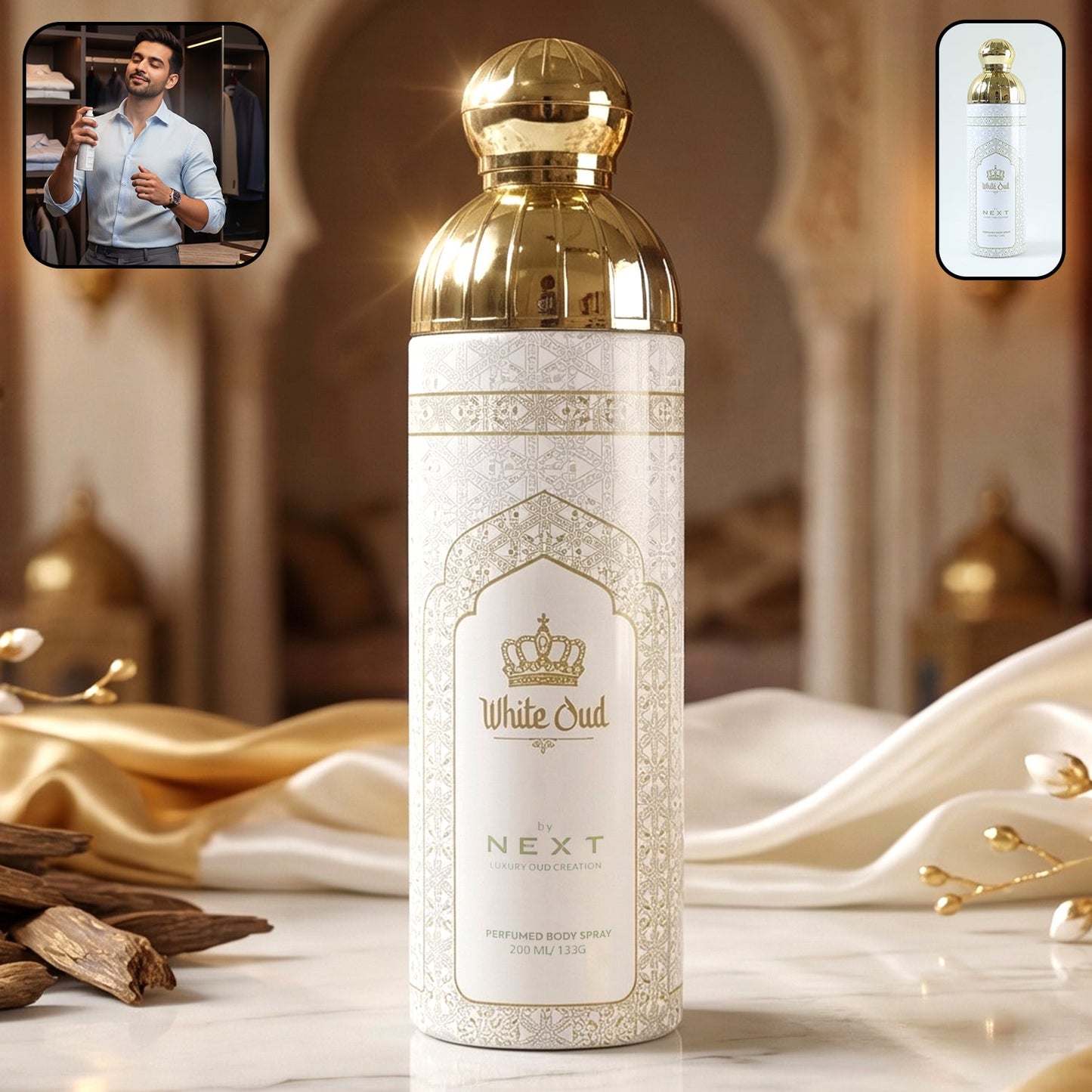 Next White Oud premium perfumed body spray 200 ml bottle