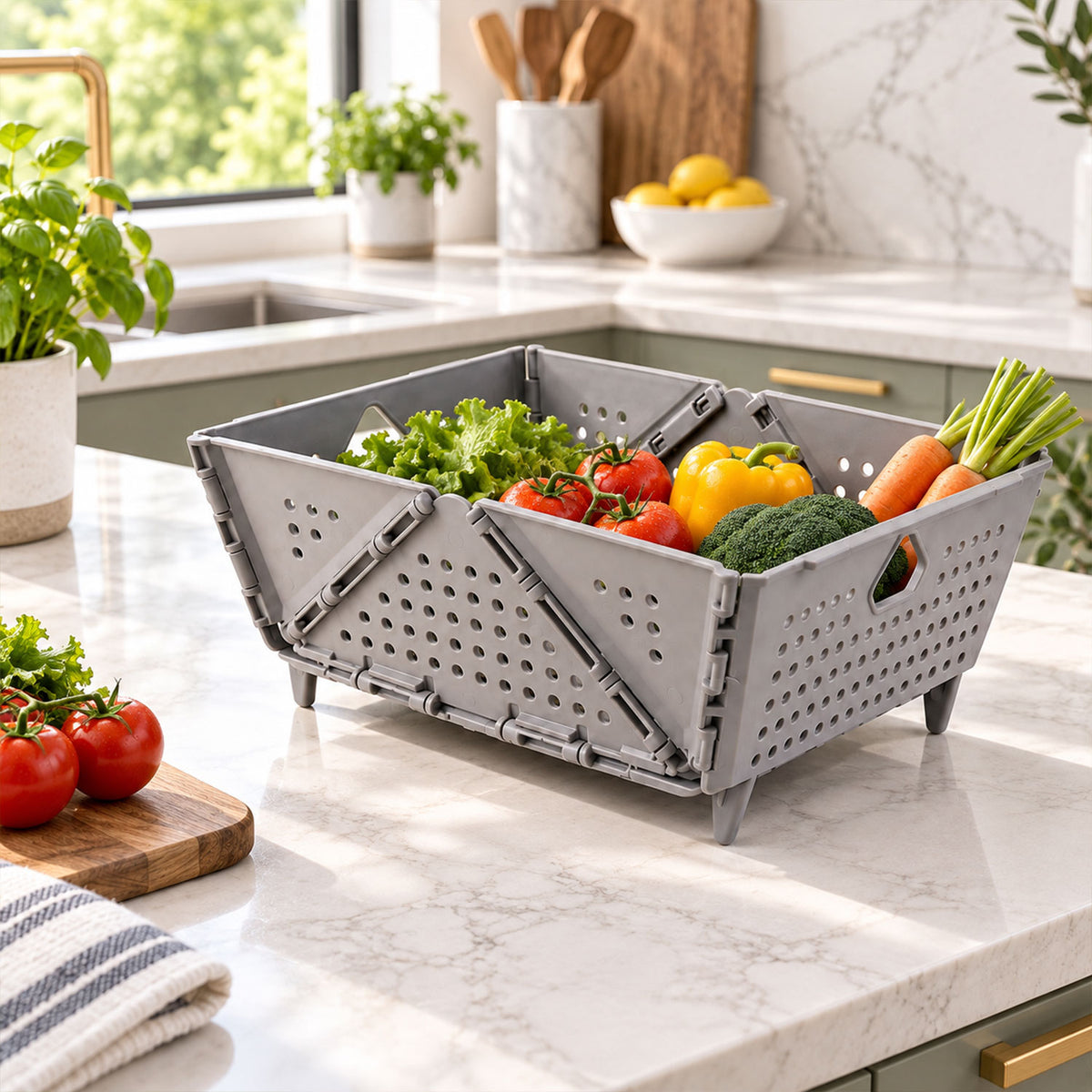 Storage Basket Box with Holes Ventilated Design (23×20 Cm / 1 Pc)