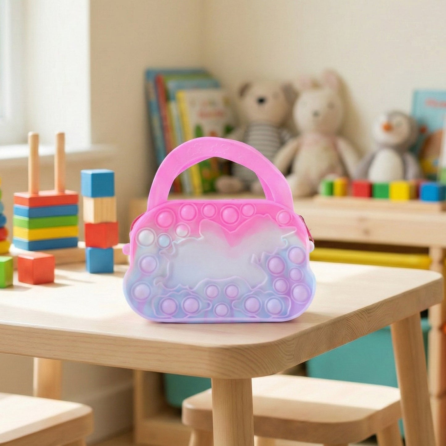 Silicone Pop It Coin Purse with Zipper and Handle (1 Pc)