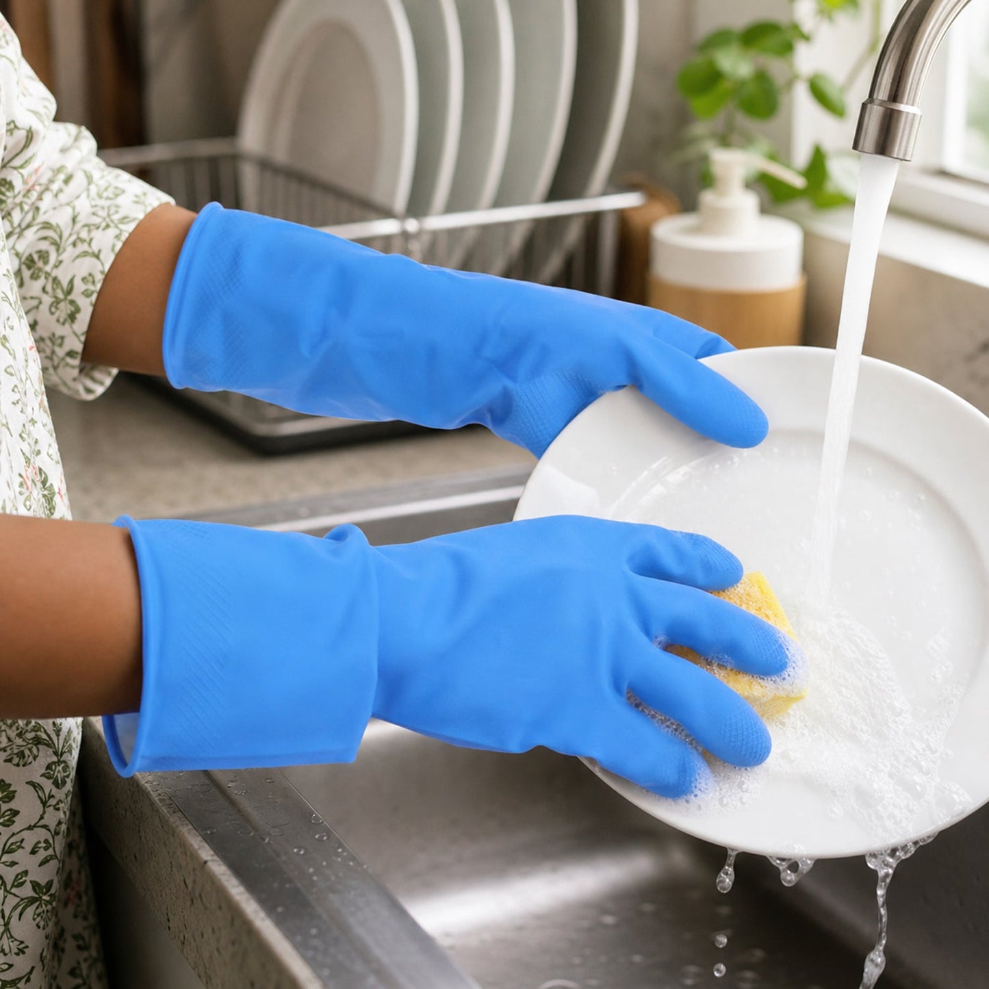 Medium blue victor cleaning gloves