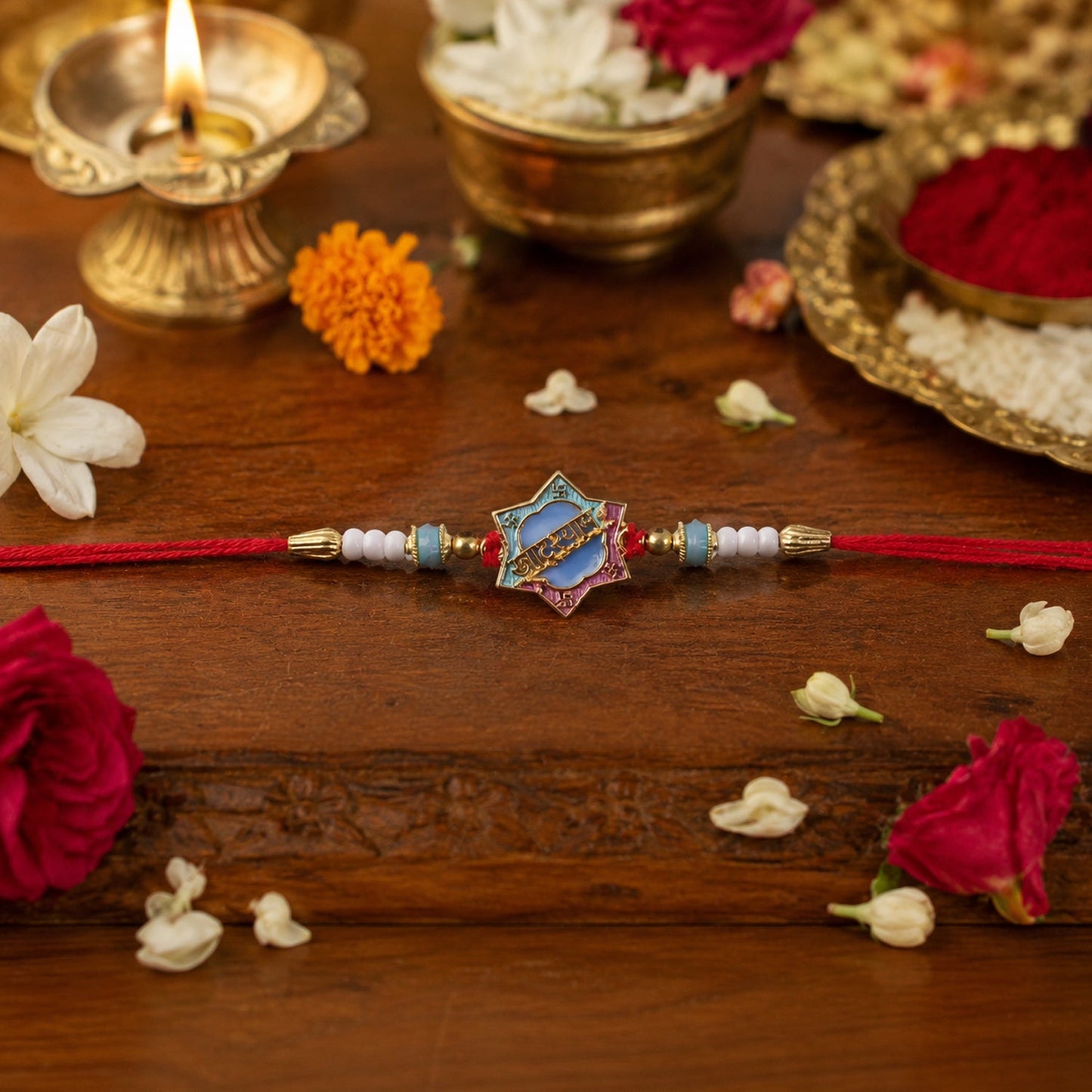 Traditional Khatu Shyam Rakhi with decorative beads