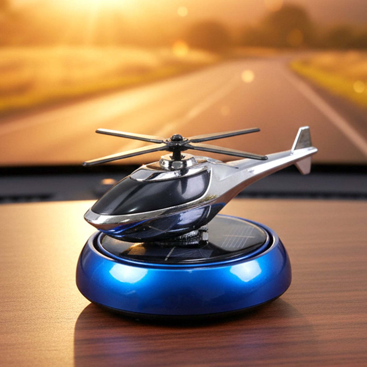 Solar Helicopter Car Dashboard Air Freshener Rotating Perfume Decor