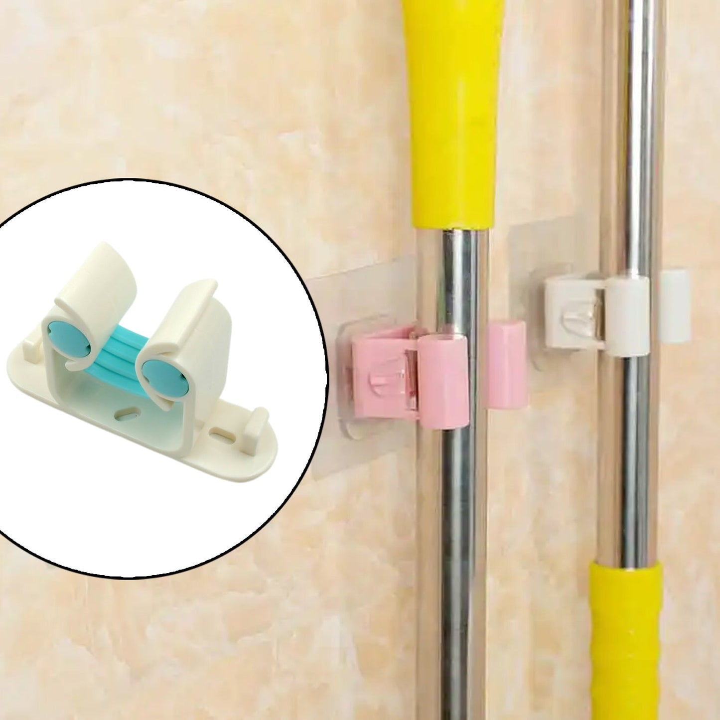 Multifunctional Holder With 4 Screw Wall Mounted Broom Organizer Cleaning Tools Holder Hanger, Hanging Hook for Bathroom Kitchen, Multi Function Holder Garage Clip Bike Hanger Wall Mount Set (1 Pc)