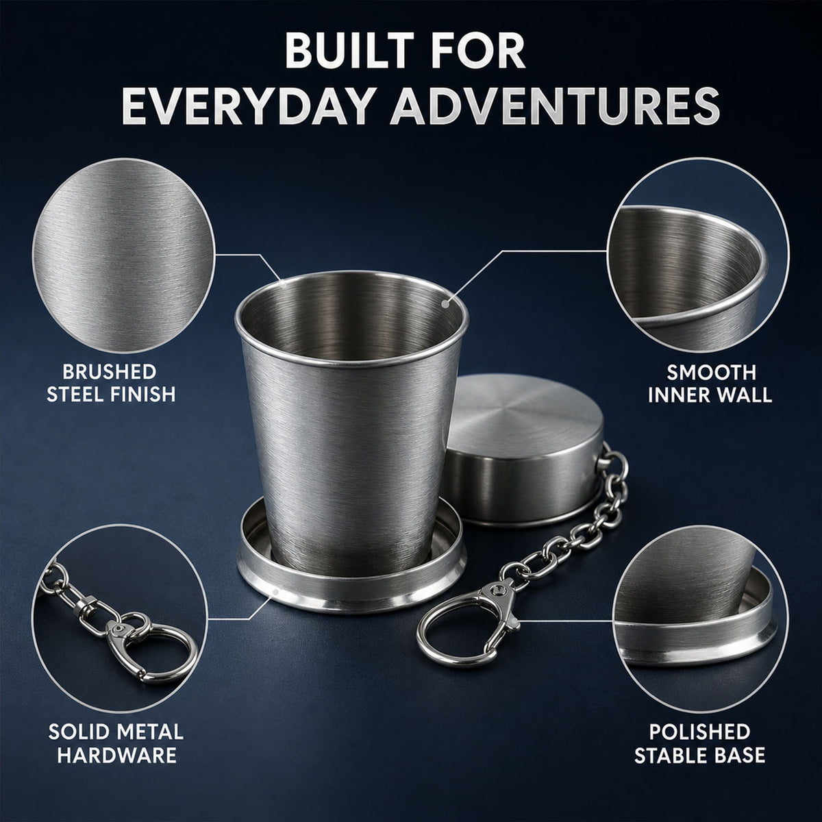 2 in 1 Camping Folding Cup with Keychain (1 Pc)