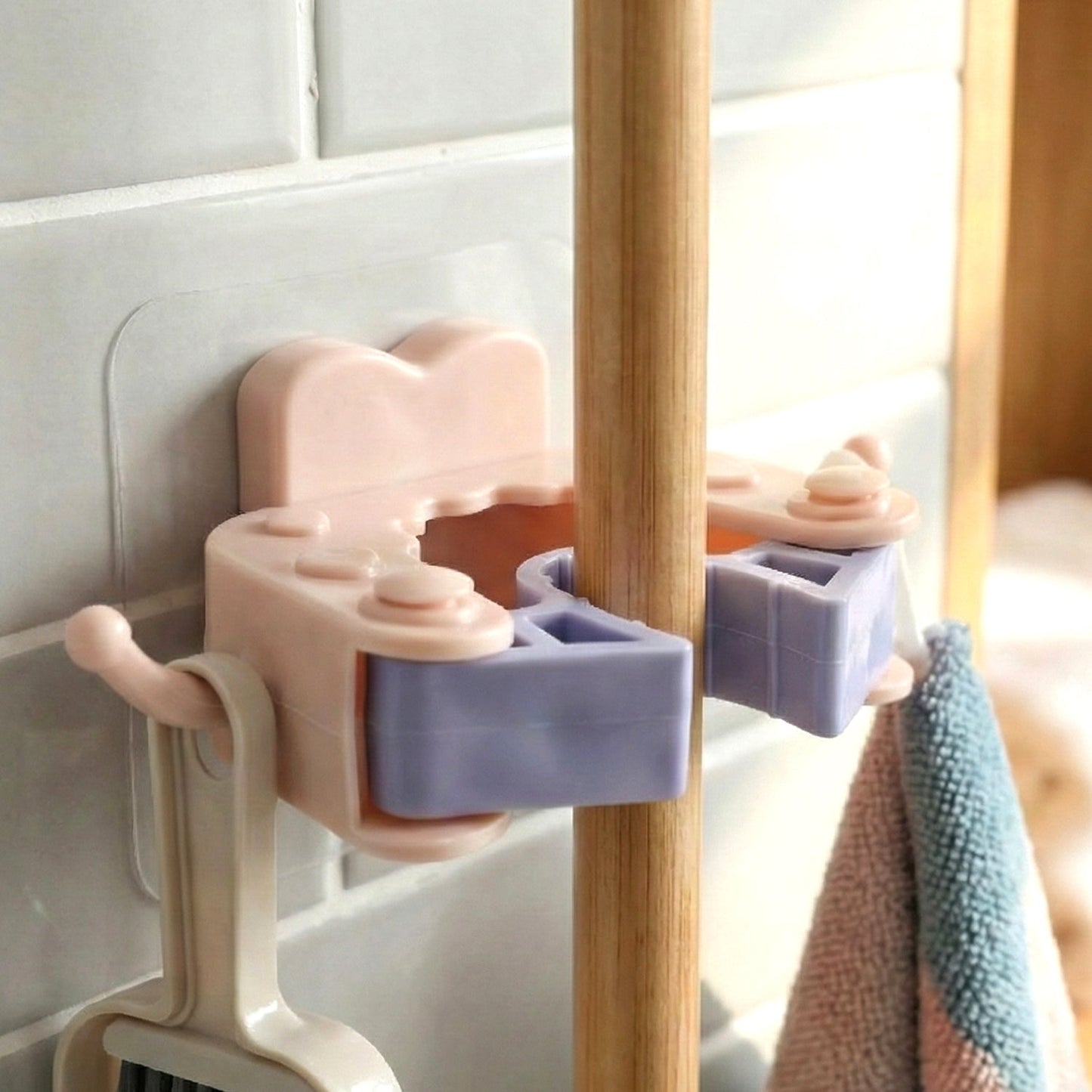Wall Mounted Broom & Mop Holder Clips (4 Pc Set)