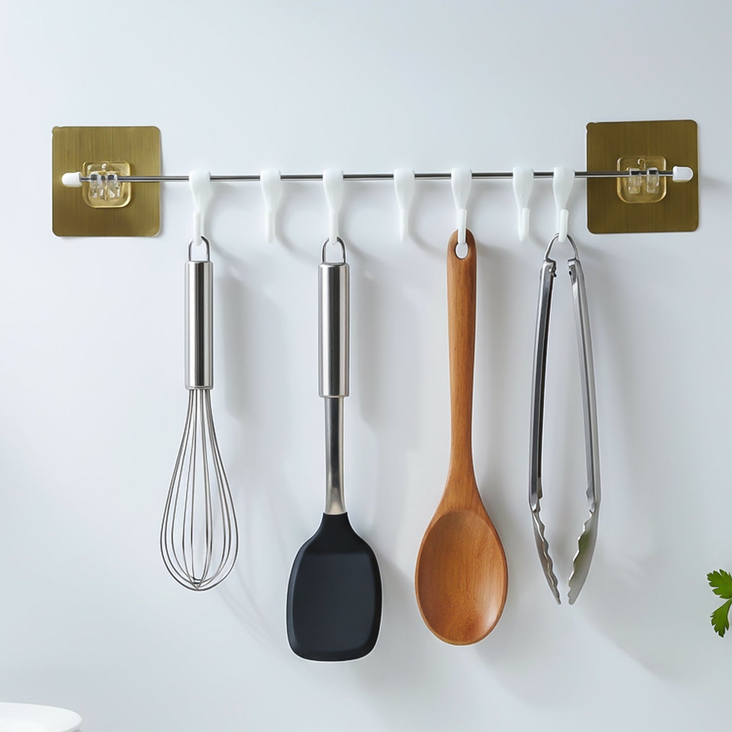 Wall Mounted Adhesive Kitchen Utility Hook Rack (1 Set)