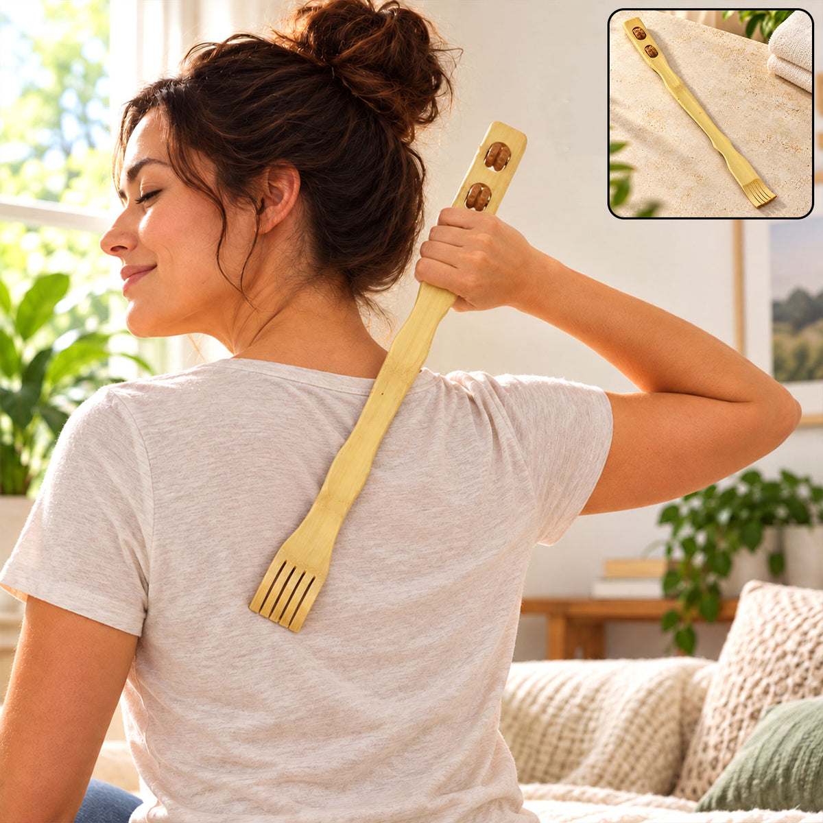 Wooden Back Massager Stick (1 Pc, 46 Cm)
