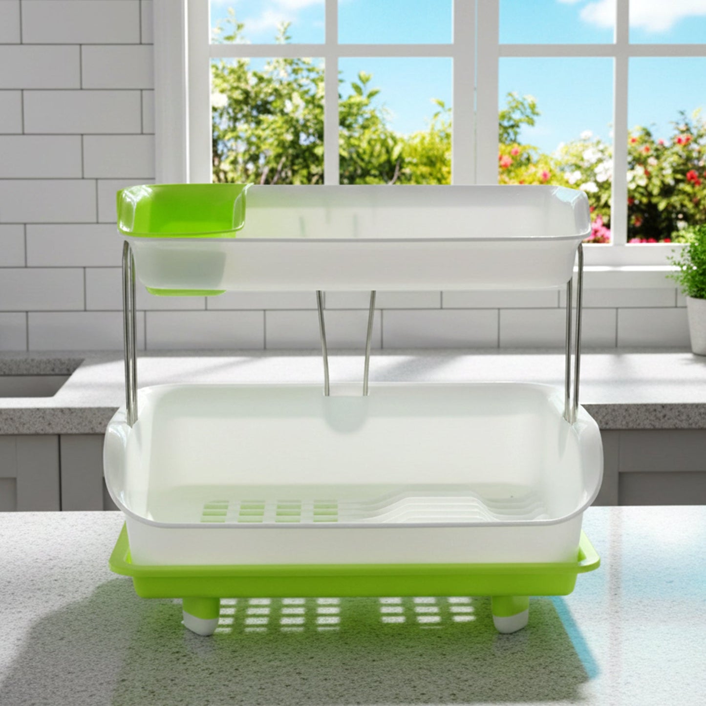 dish rack with tray for kitchen storage