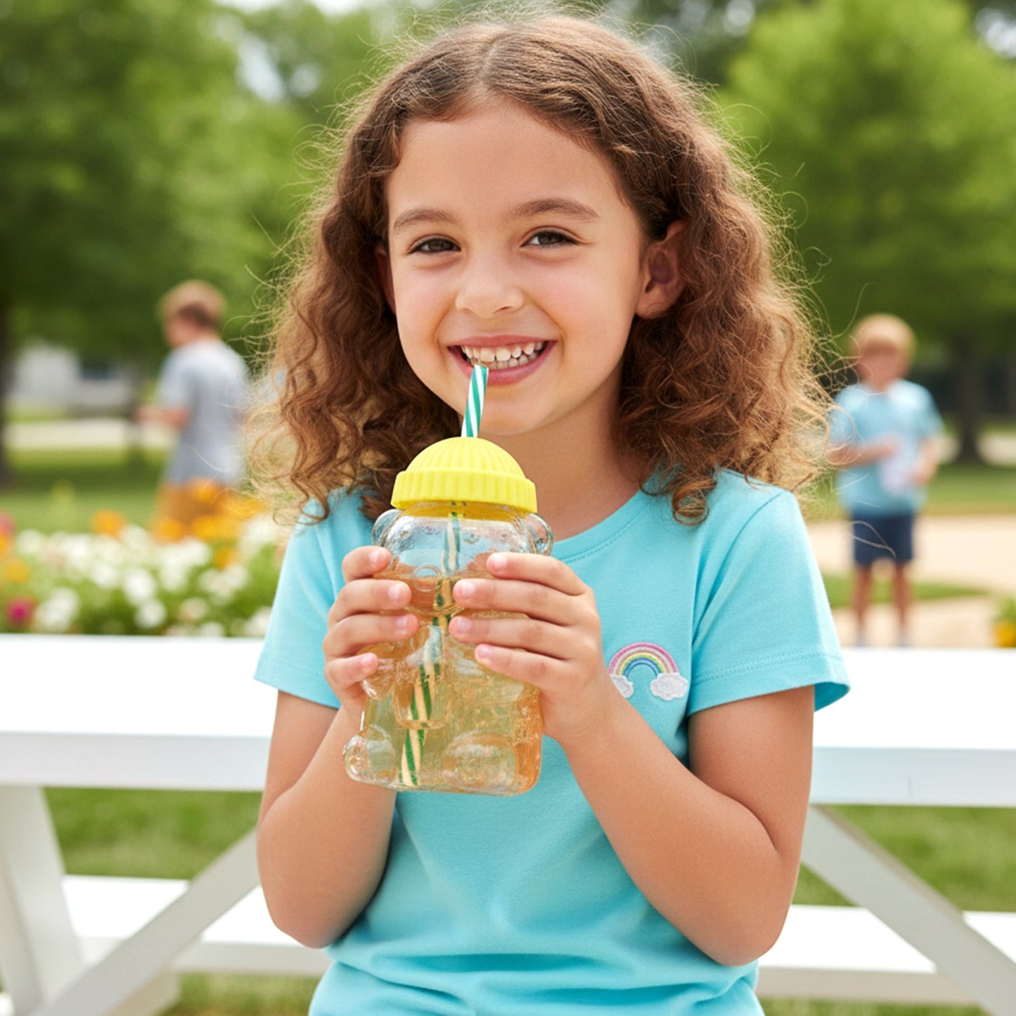 cute bear shaped drinking glass for kids