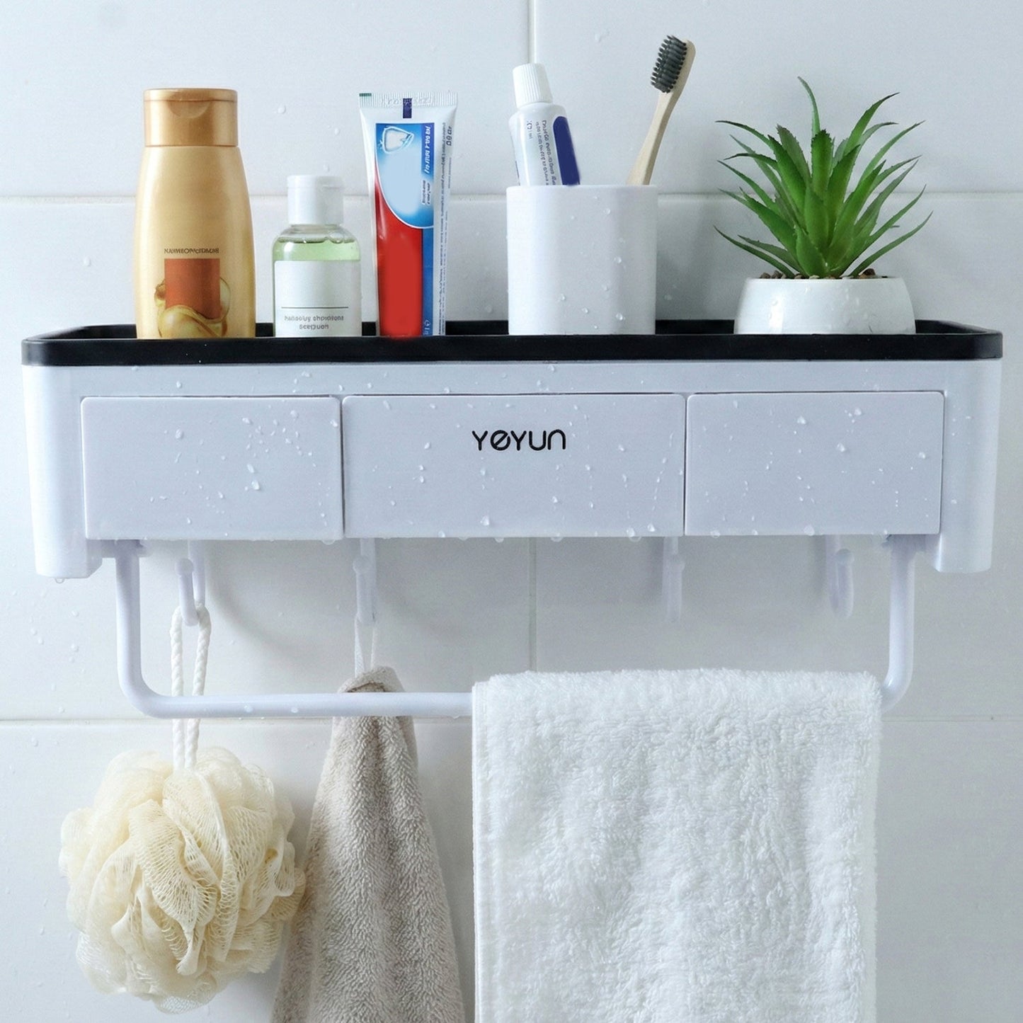 Wall Mounted Multifunctional Bathroom Storage Rack (1 Pc)