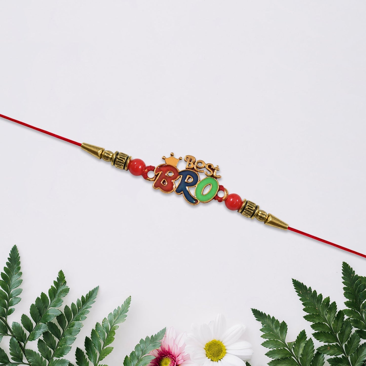 Close-up of Best Bro Rakhi showing intricate crown motif detail