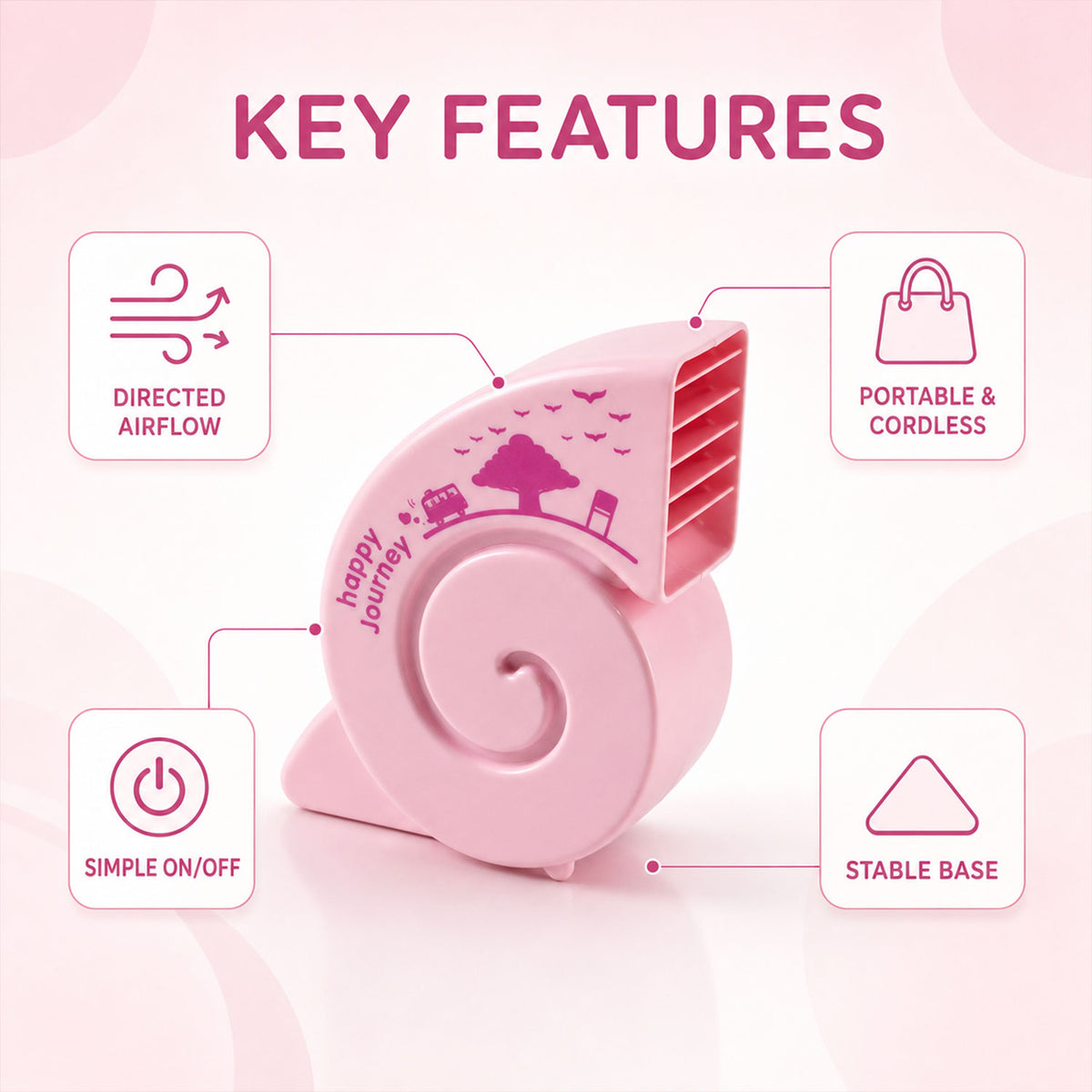 Cute USB Mini Fan: Bright, Quiet & Portable for Your Desk (Battery Not Included)