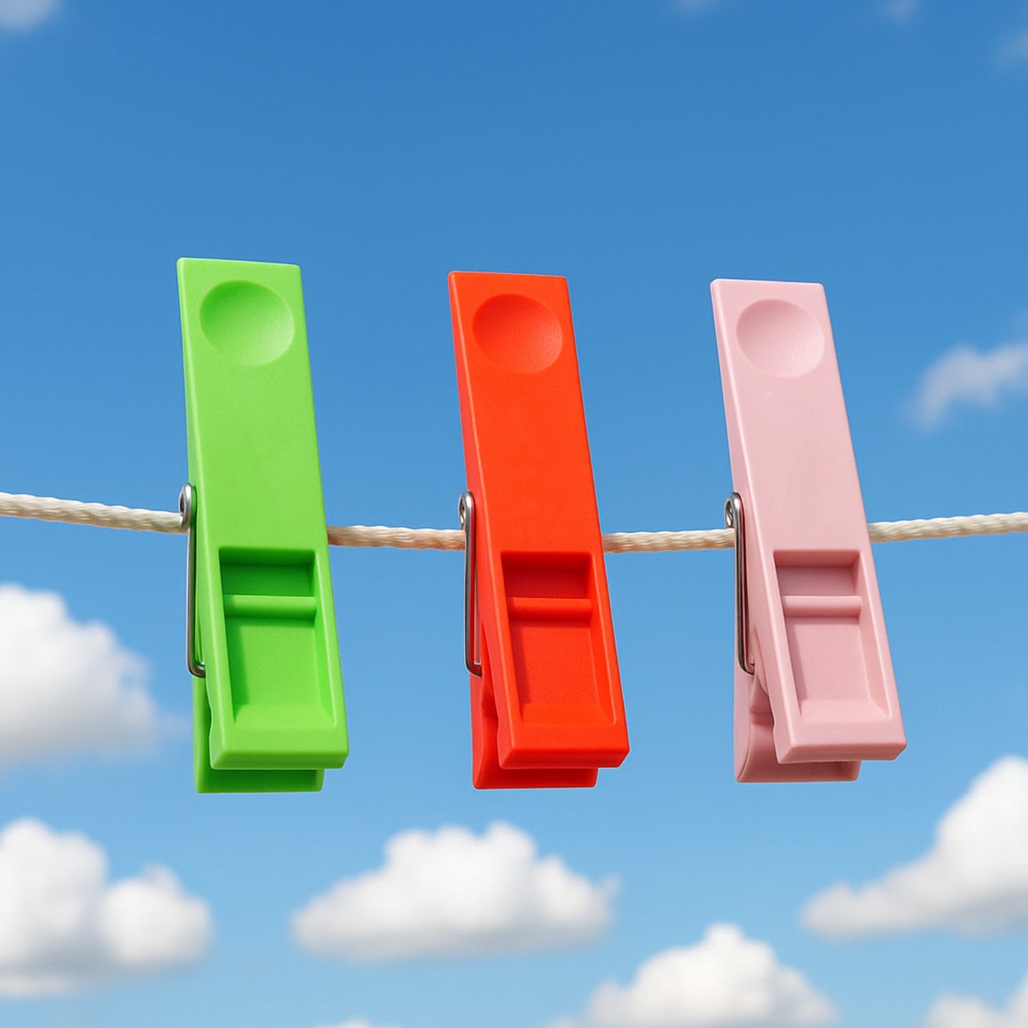 Durable Cloth Clips Set of 12 – Strong Grip Plastic Laundry Pegs with Stainless Steel Spring