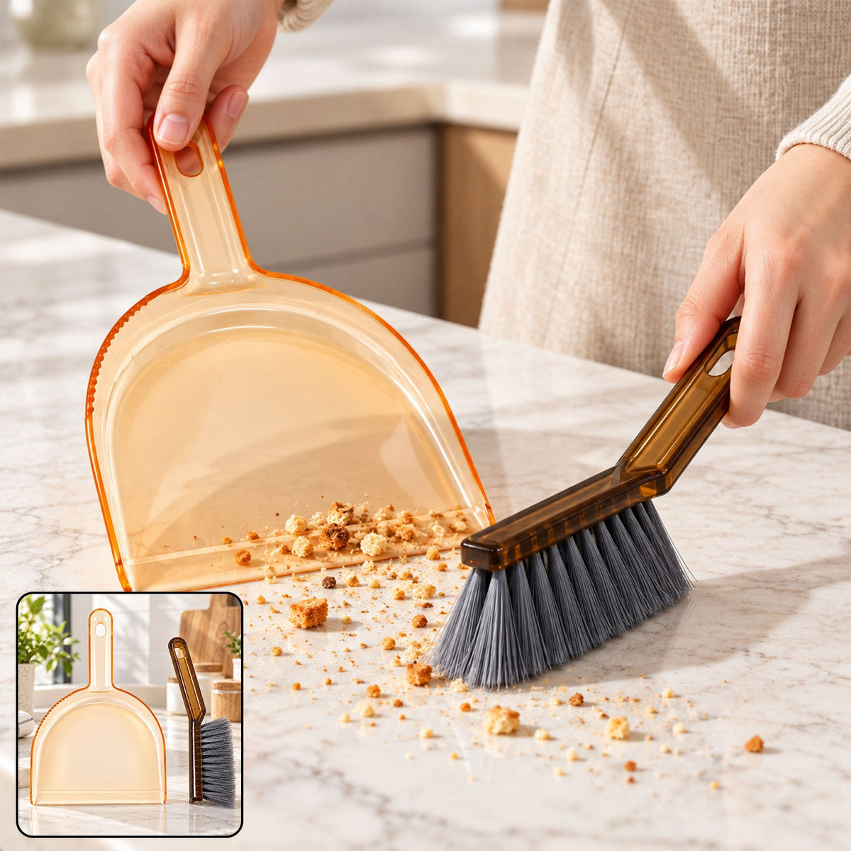 Kitchen surface cleaning dustpan