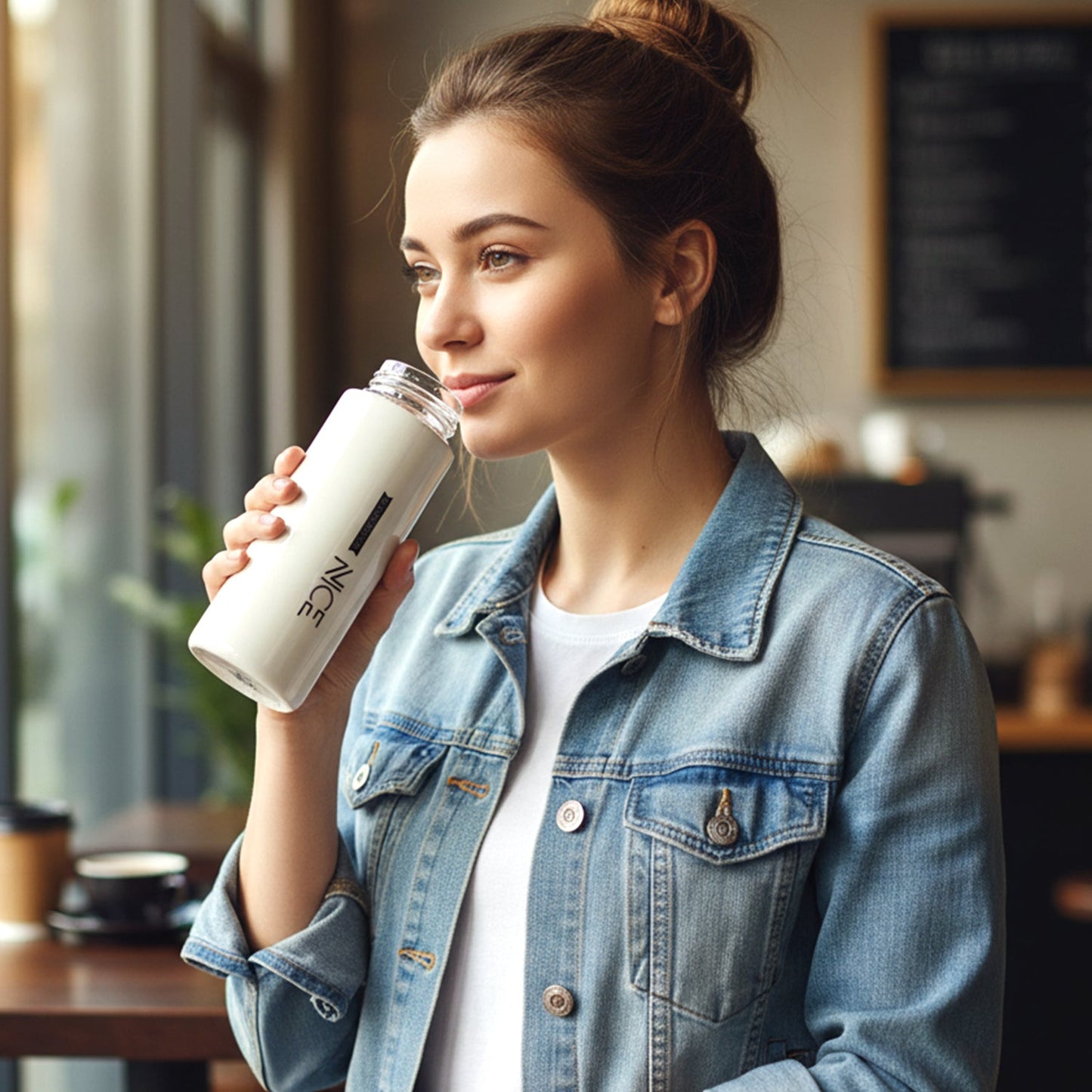 Premium White Glass Water Bottle (1 Pc ,400 ML)