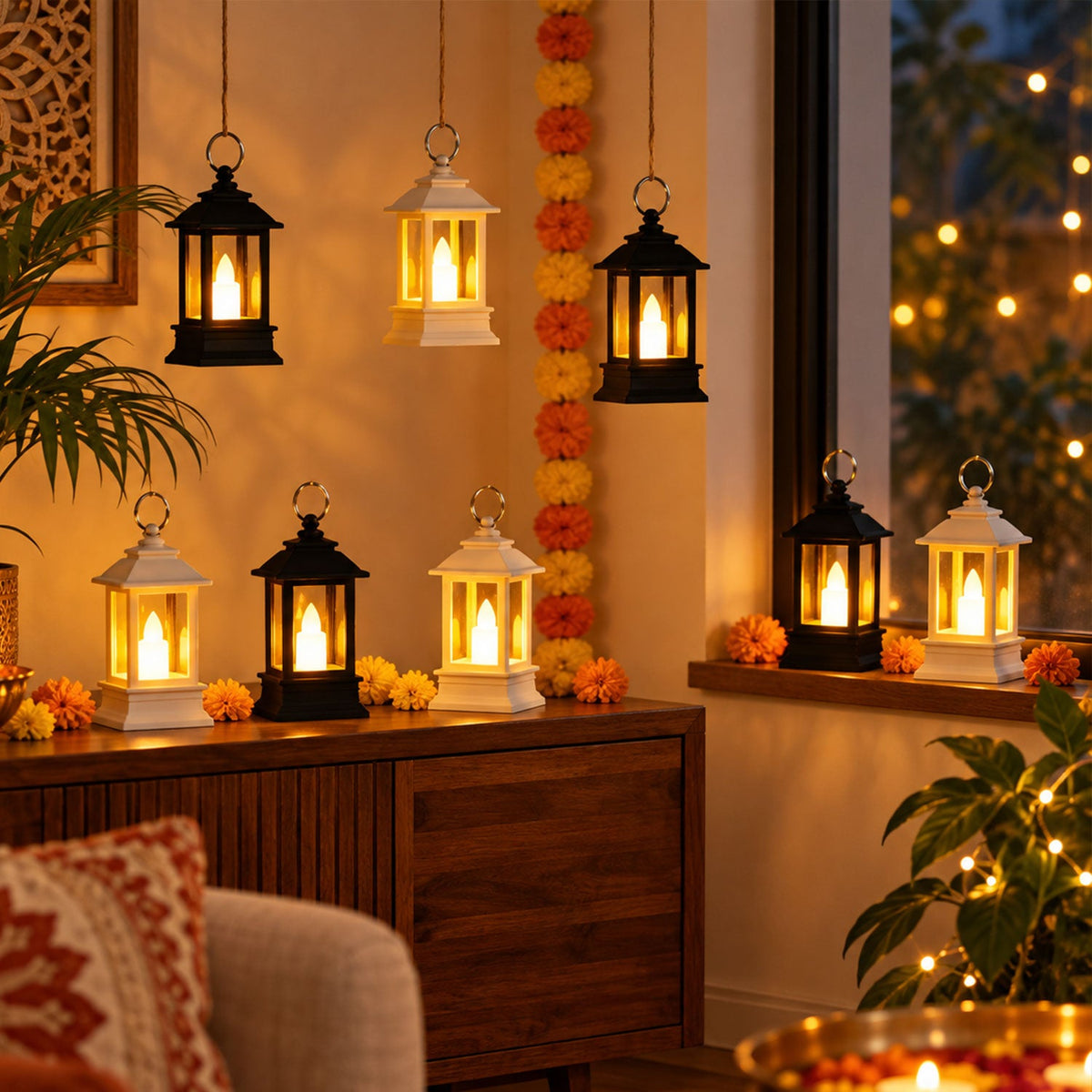 LED candle lantern detail