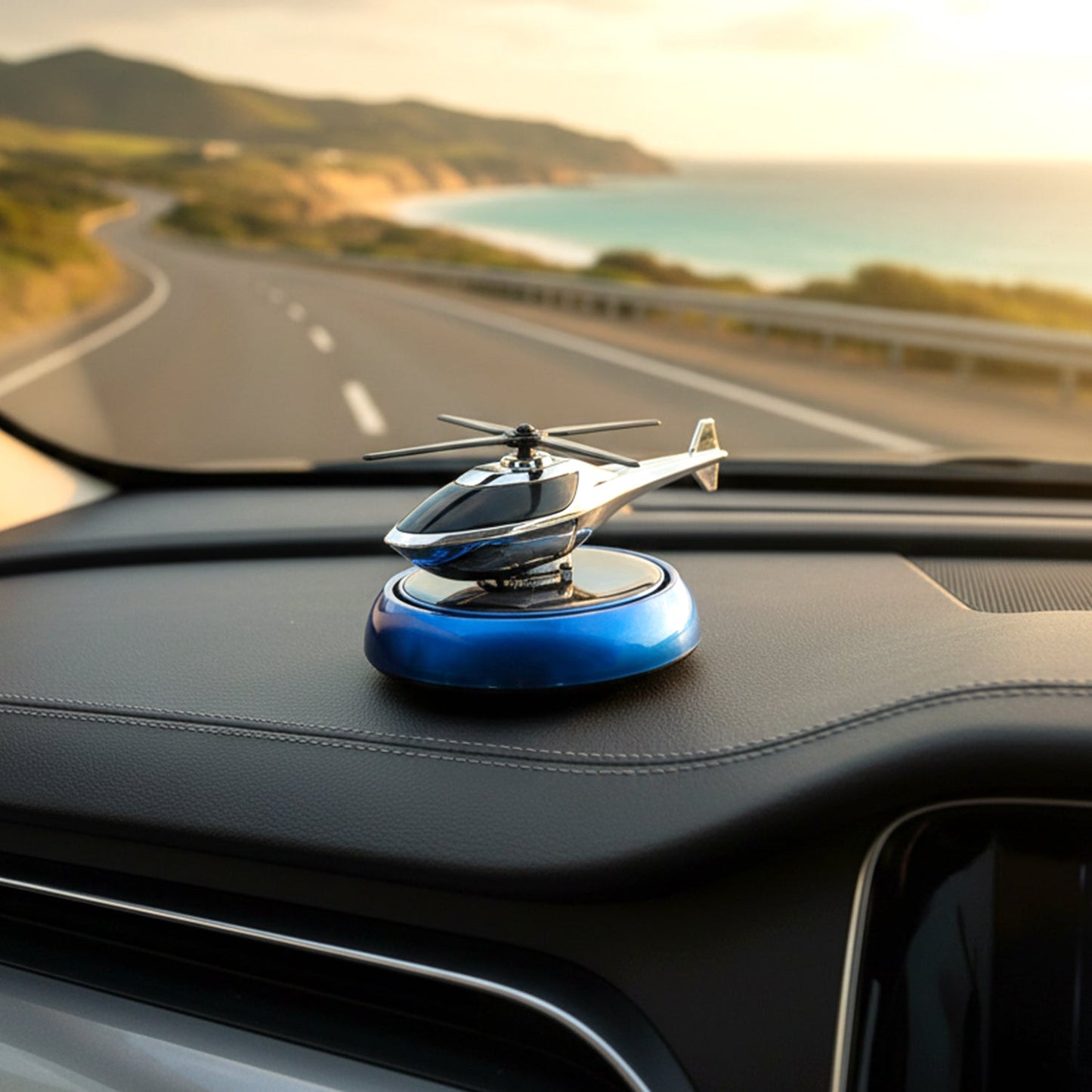 Solar Helicopter Car Dashboard Air Freshener Rotating Perfume Decor