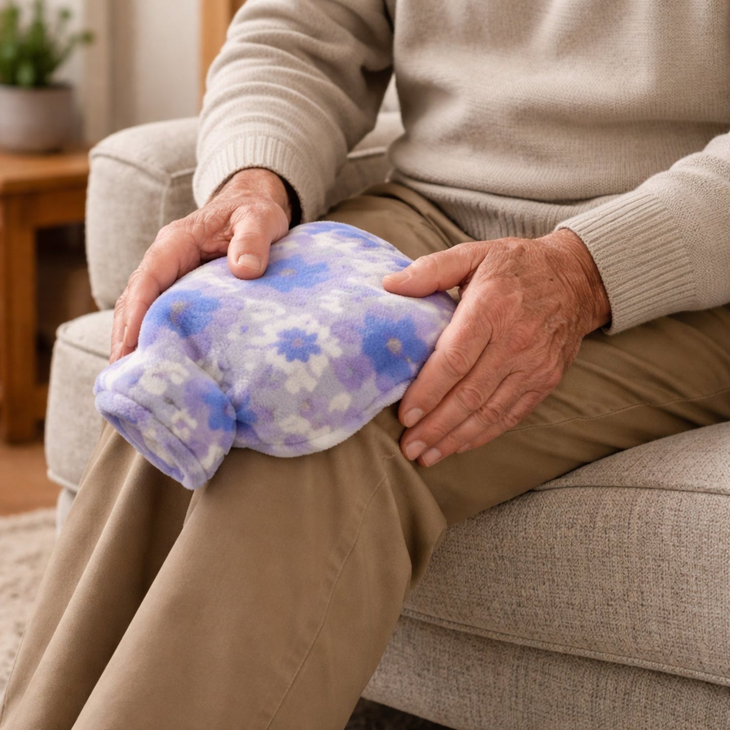 Floral Printed Soft Plush Hot Water Bag And Cover (19x12 Cm)