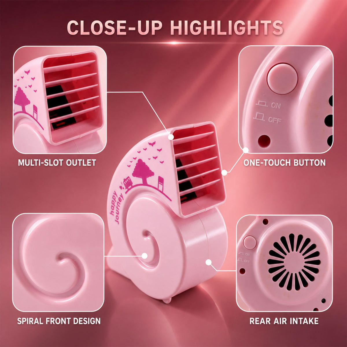 Cute USB Mini Fan: Bright, Quiet & Portable for Your Desk (Battery Not Included)