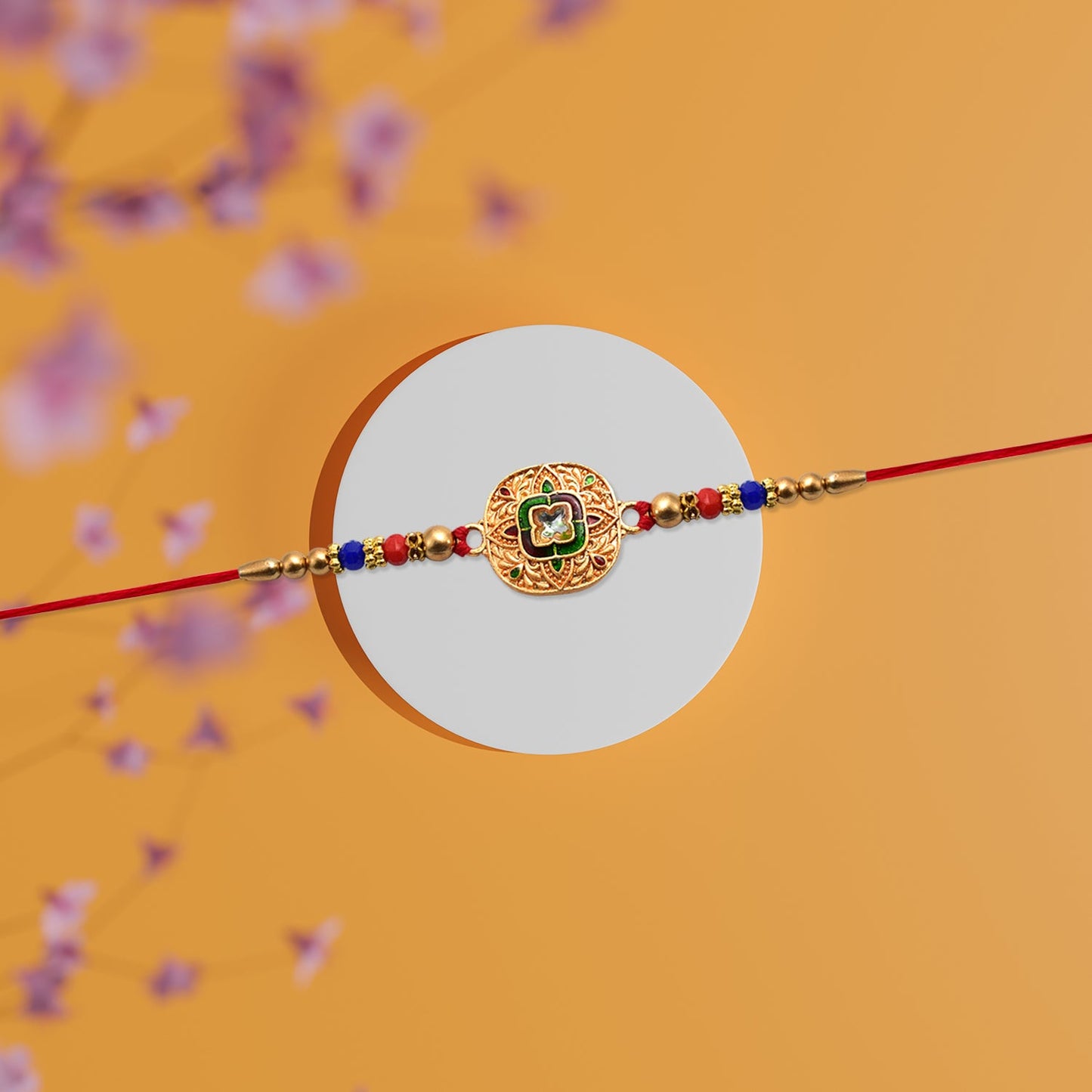 Designer Kundan Rakhi combining traditional Indian artistry with modern aesthetics