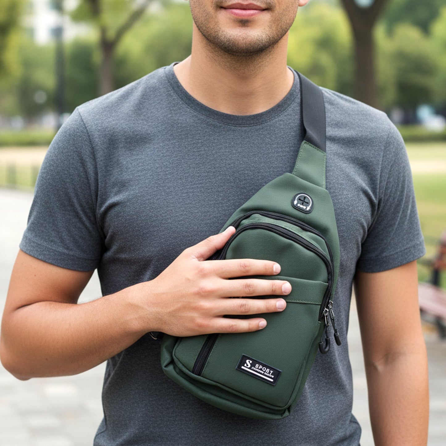 Durable Waist Bag Zipper Crossbody Sling Bag (1 Pc)