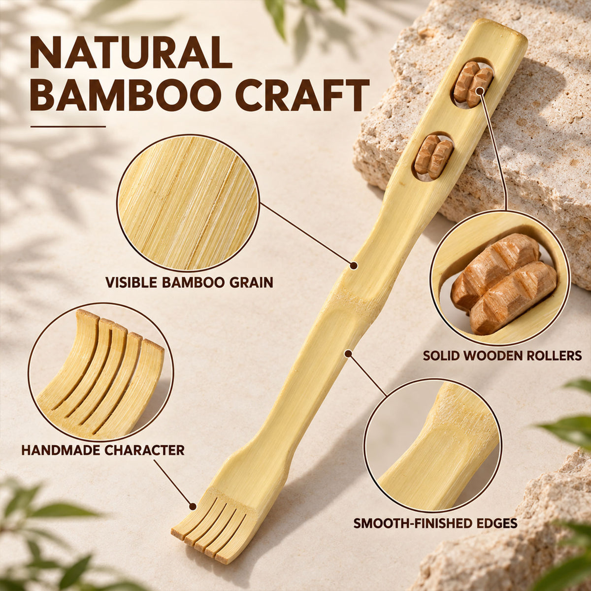 Wooden Back Massager Stick (1 Pc, 46 Cm)