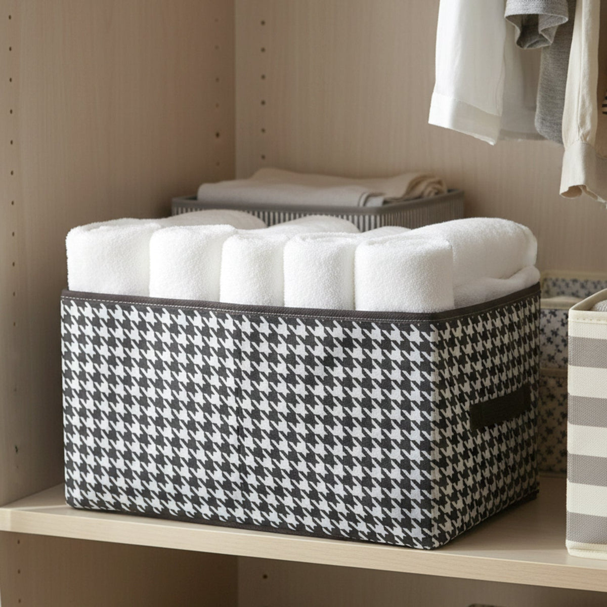 Foldable fabric storage basket organizer