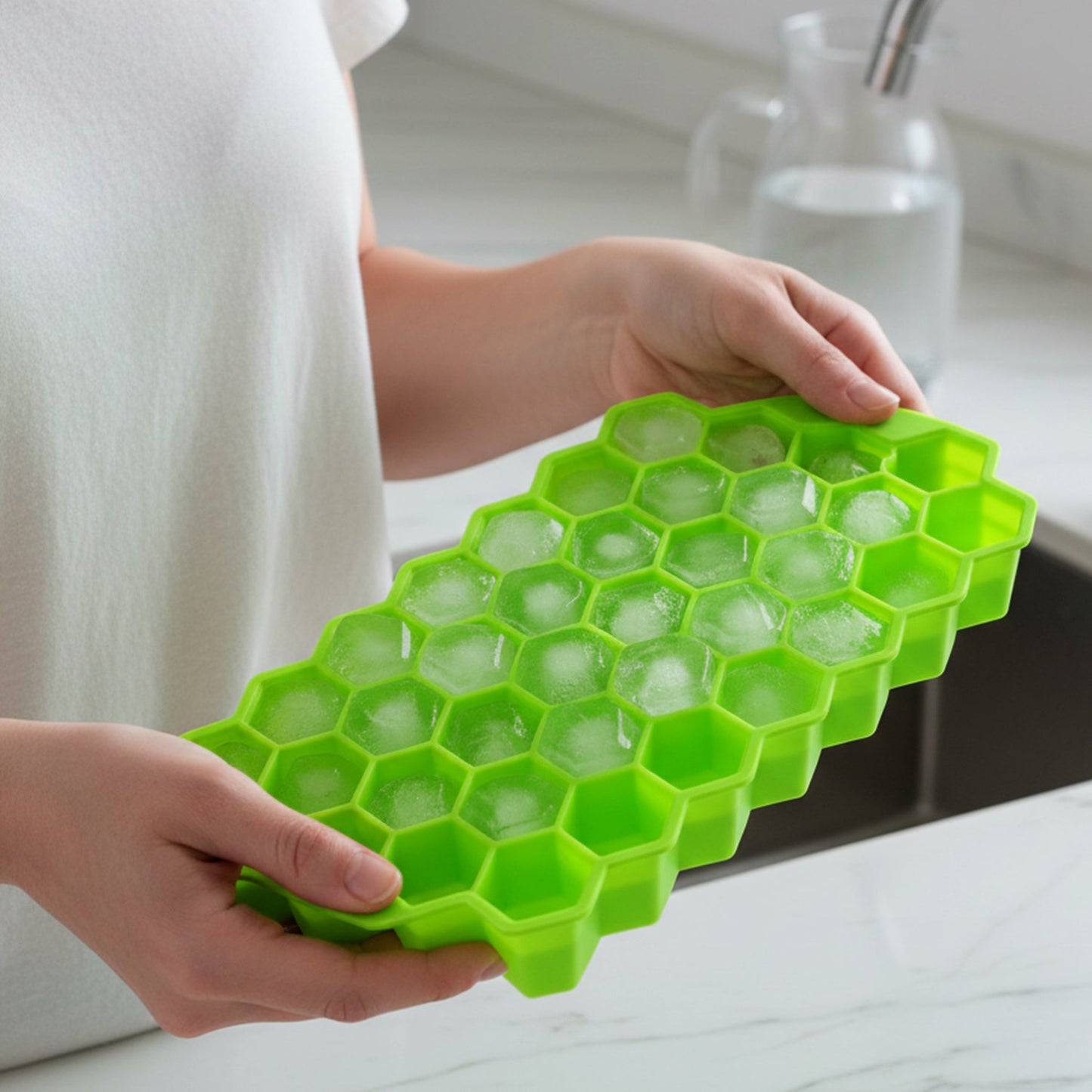 silicone ice cube maker tray with cover lid