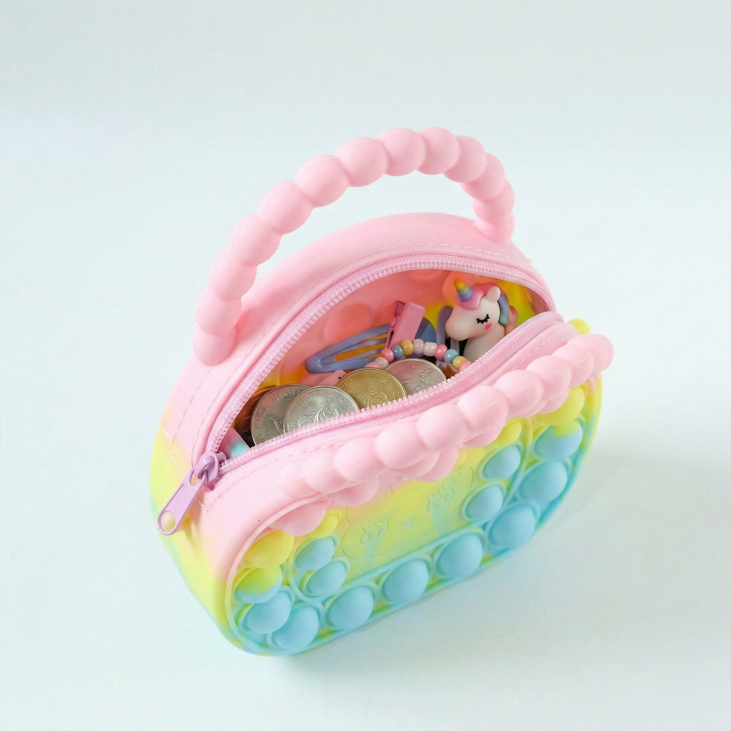 Rainbow Round Silicone Pop It Coin Purse (1 Pc)