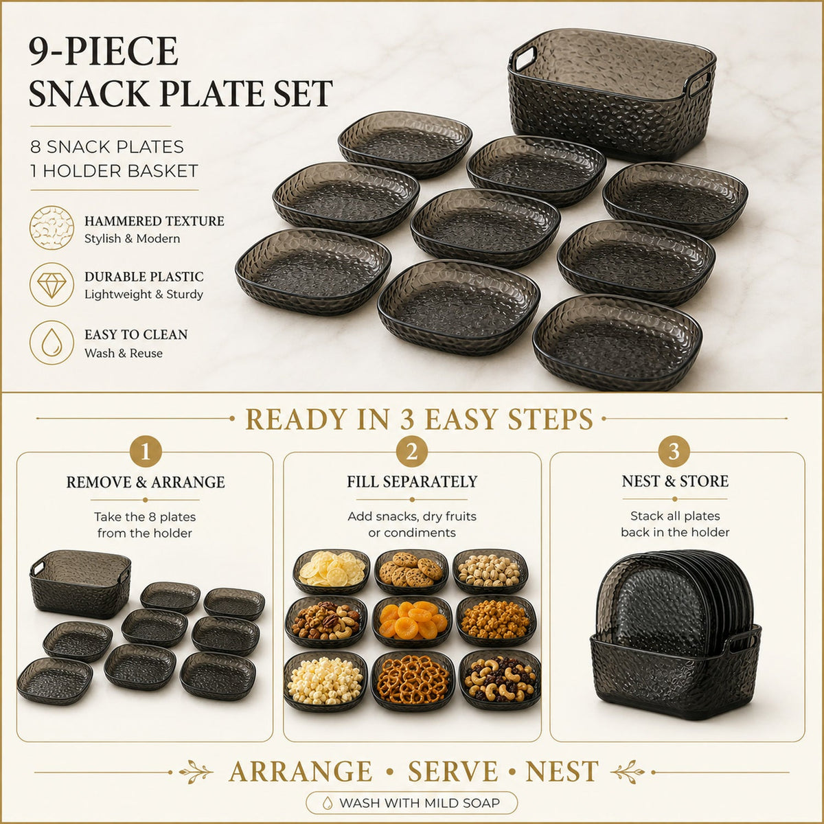 9 in 1 Snack Serving Plates Multipurpose Organizer for Parties
