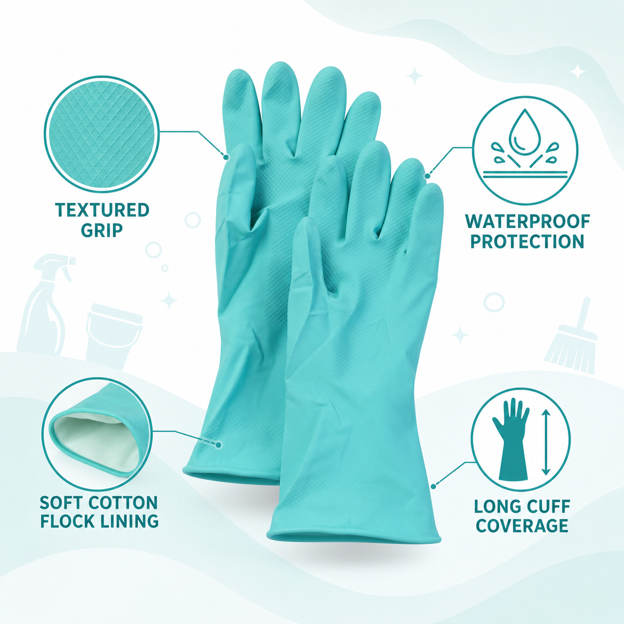 Green gloves grip protection feature