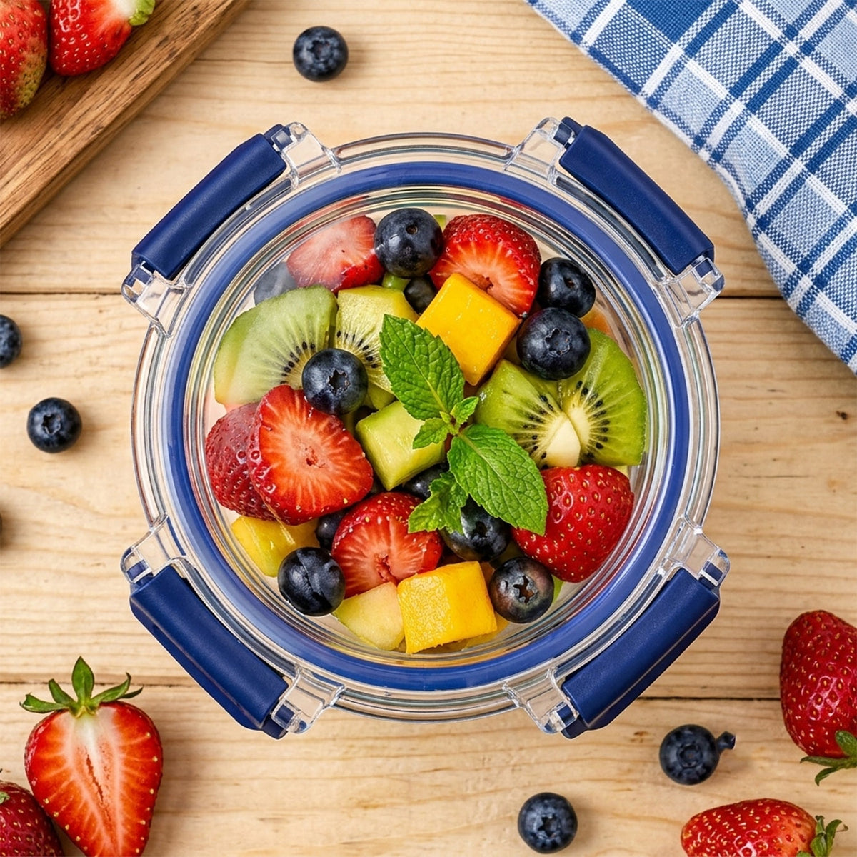 Cello 240ml Round Glass Food Storage Container with Smart Lock Lid (1 Pc)