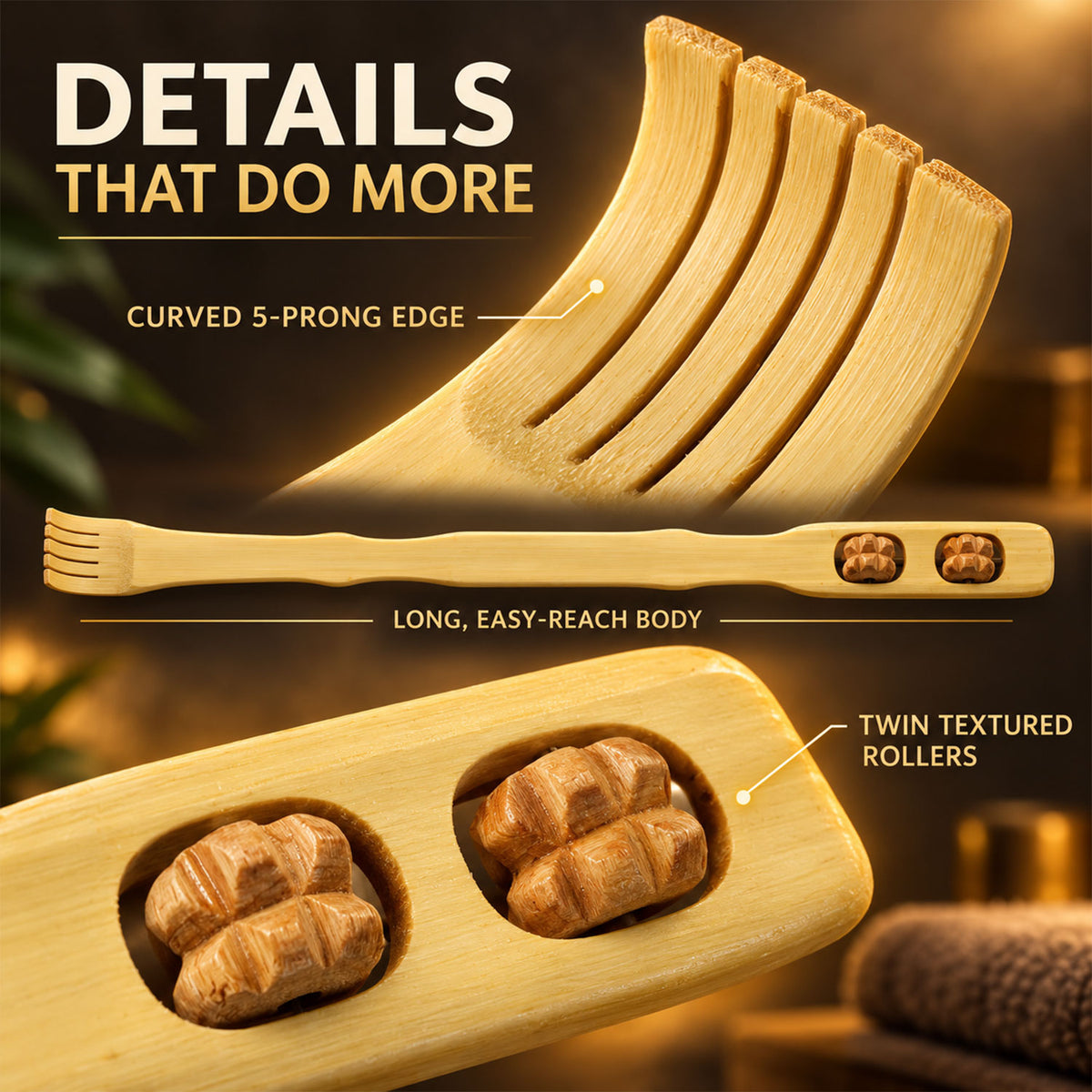 Wooden Back Massager Stick (1 Pc, 46 Cm)