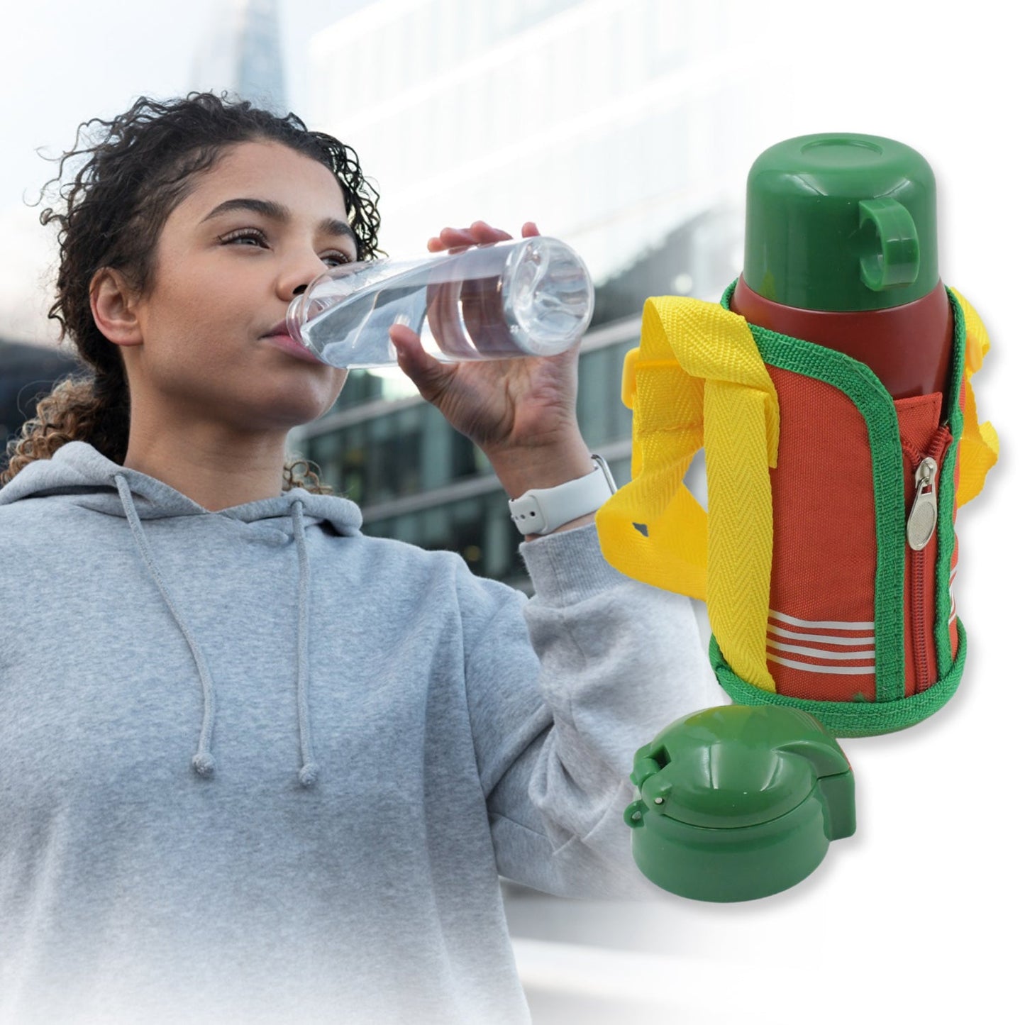 Premium Stainless Steel Insulated Sipper Bottle Print Water FlaskCartoon Vacuum Hot Cold For Kids / Travelling Water Bottle for Kids with up Straw, Double Wall Thermos with Straw & Bottle Zippe Cover For office/Gym/School (550 ML)